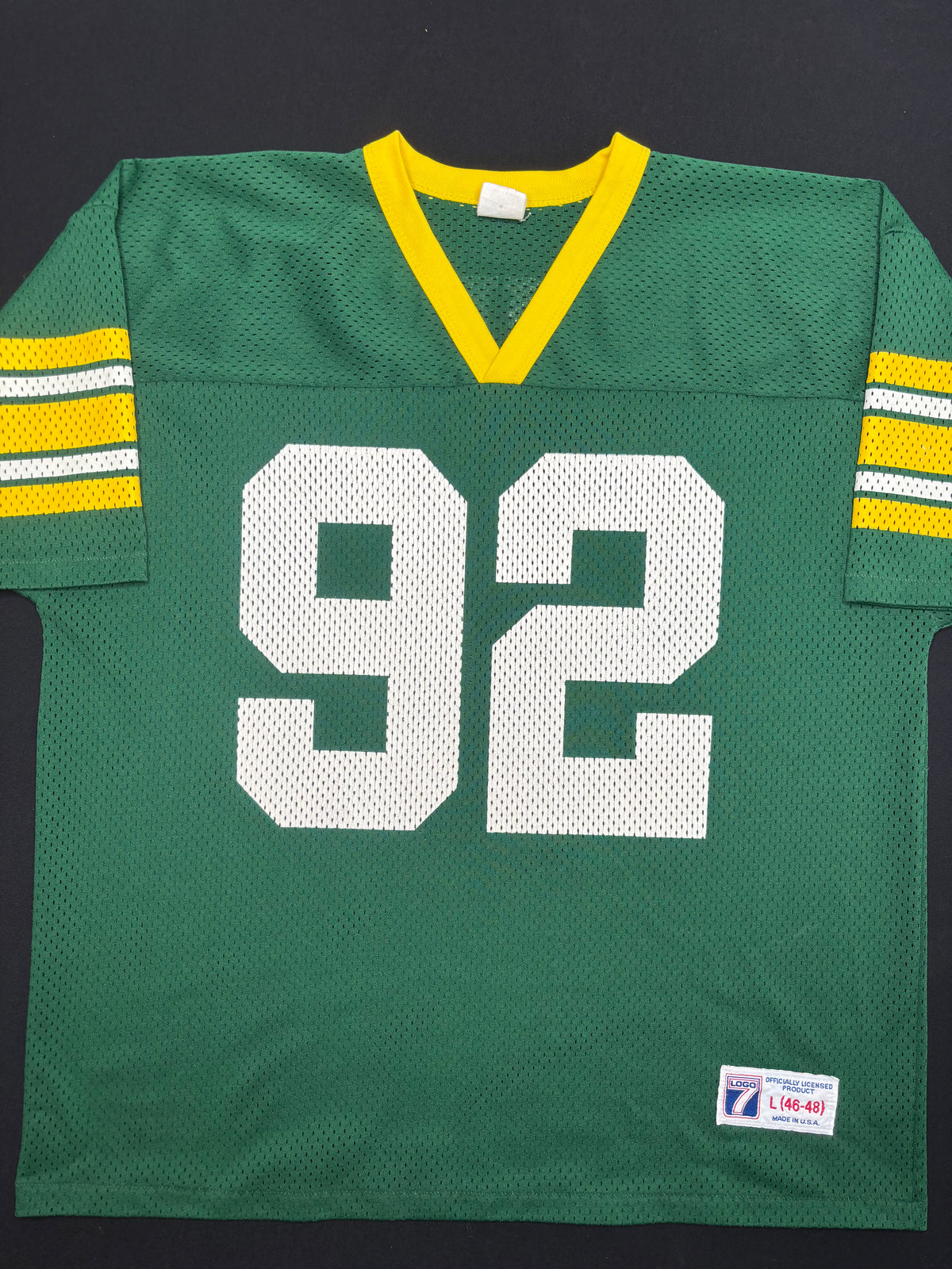 Green Bay Packers Reggie White Logo 7 Football Jersey Size: Large