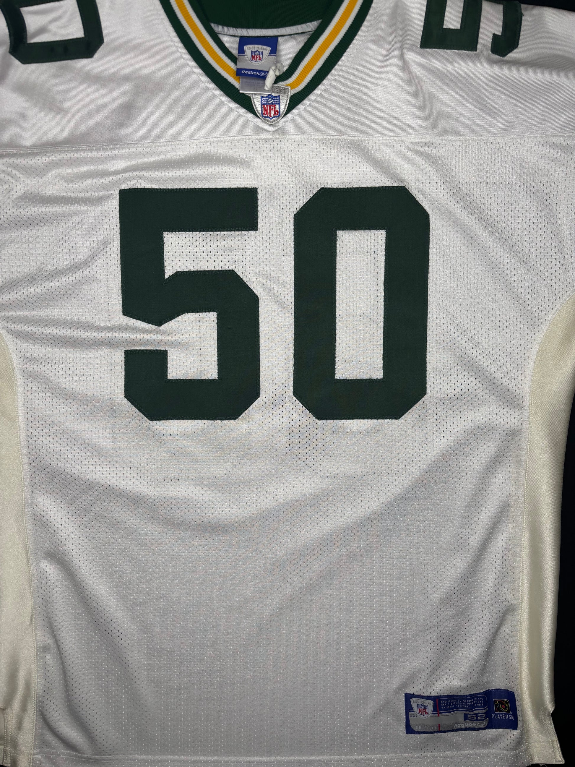 Vintage Green Bay Packers AJ Hawk Authentic Reebok Football Jersey Size: 52