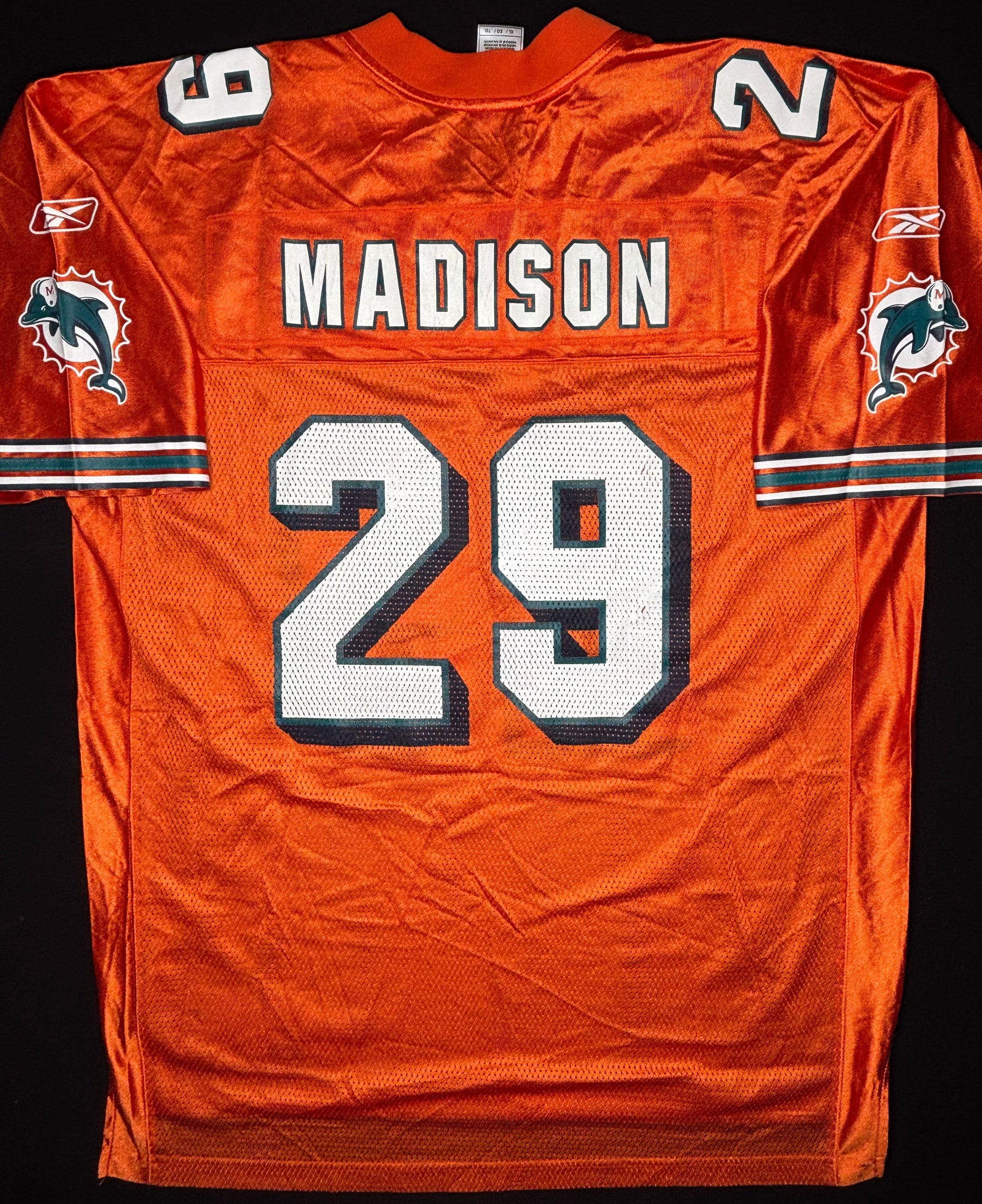 Miami Dolphins Sam Madison Alt Orange Reebok Football Jersey Size: XL