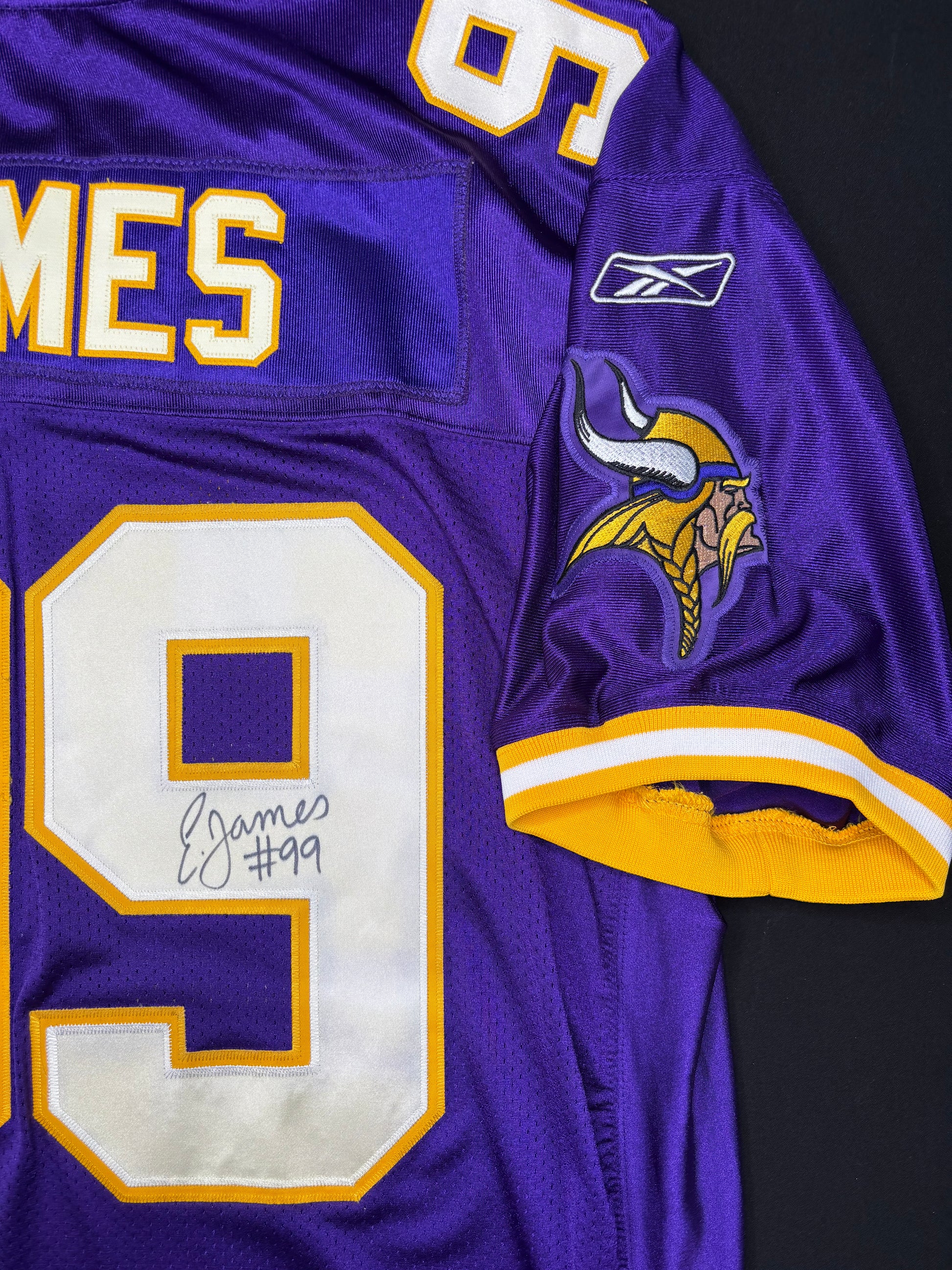 Minnesota Vikings Erasmus James Autographed Authentic Reebok Football Jersey Size: 52