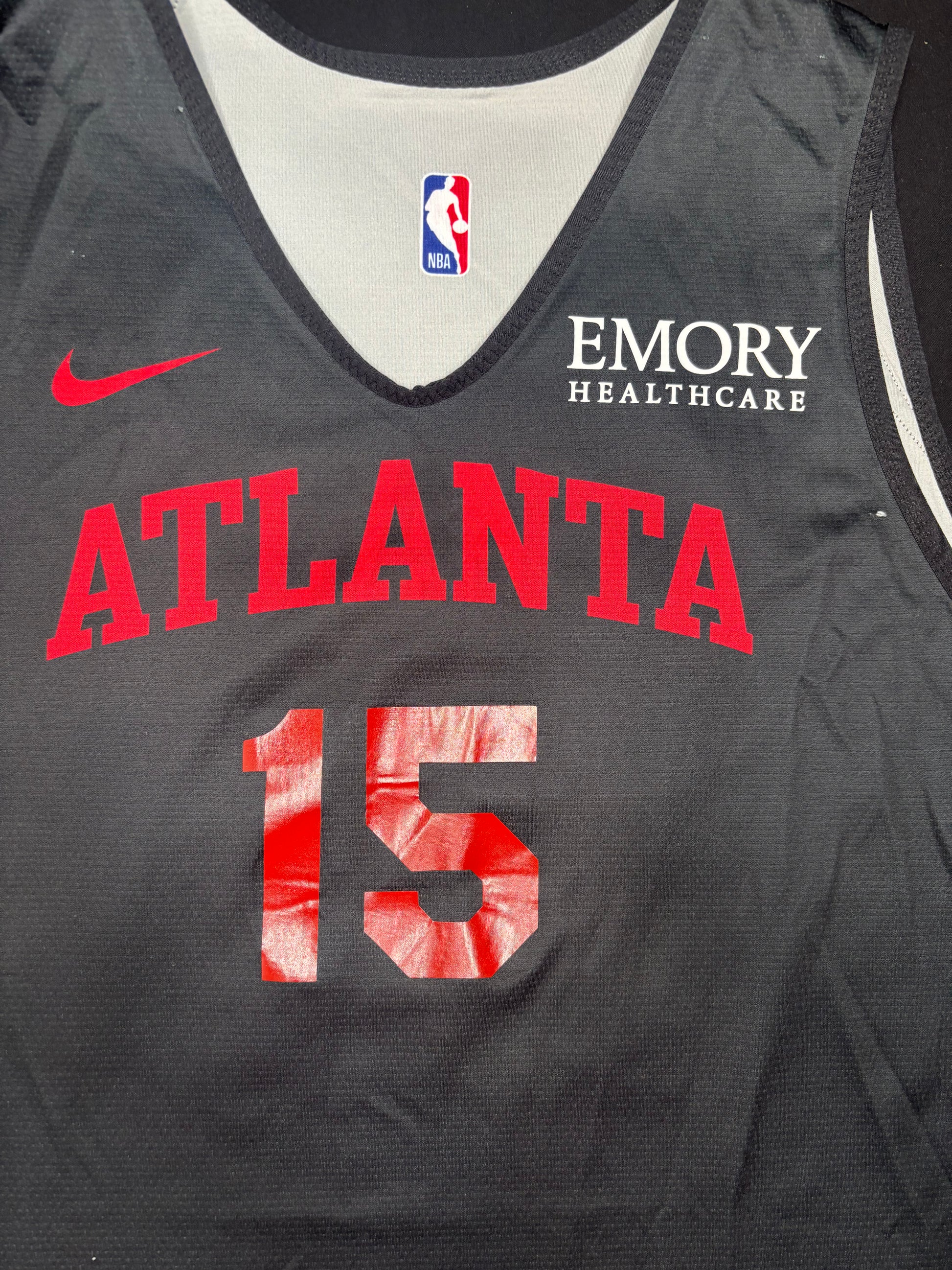 Atlanta Hawks Clint Capela 2022-23 Practice Used Black Grey Practice Basketball Jersey Size: XL