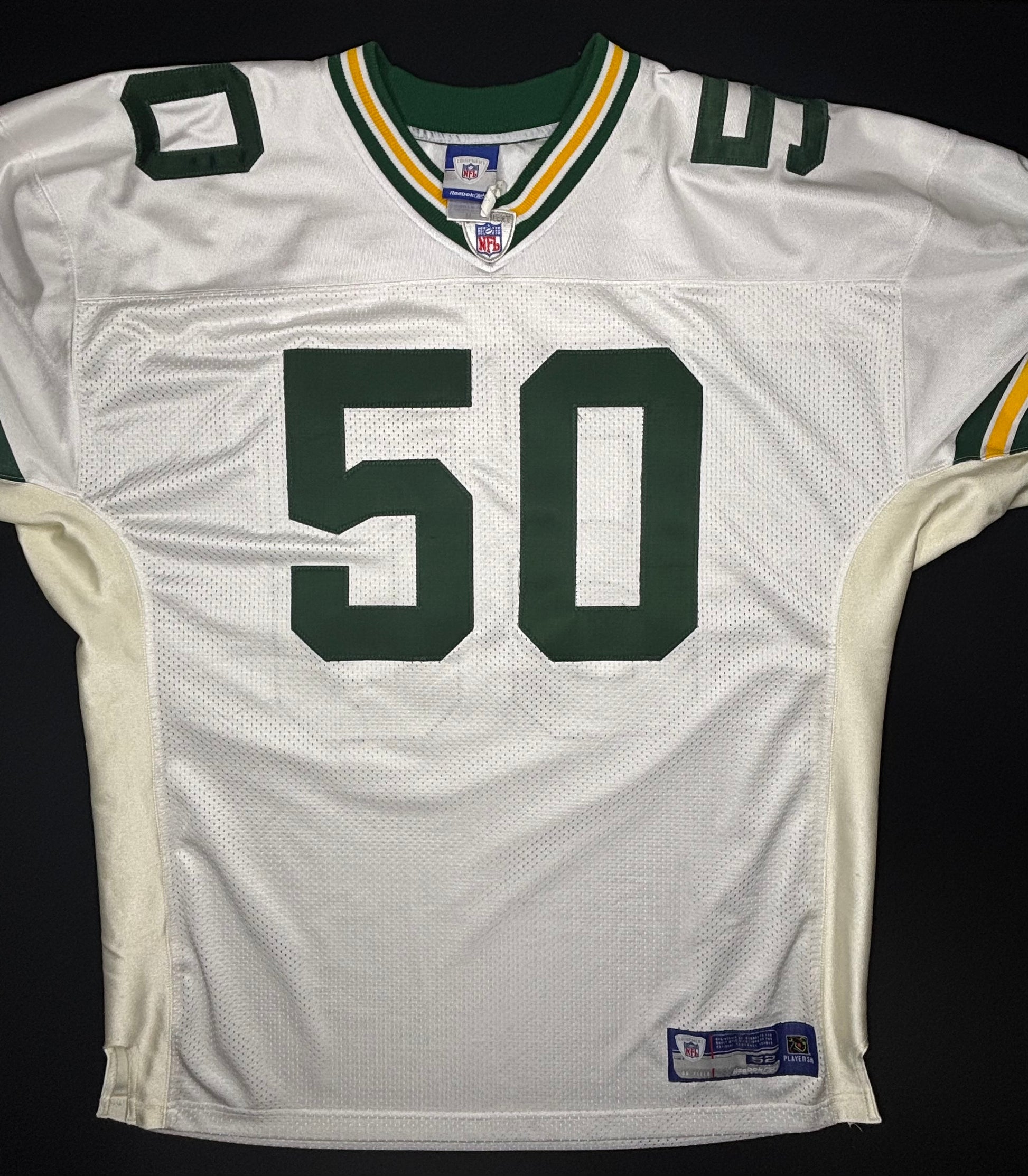 Vintage Green Bay Packers AJ Hawk Authentic Reebok Football Jersey Size: 52