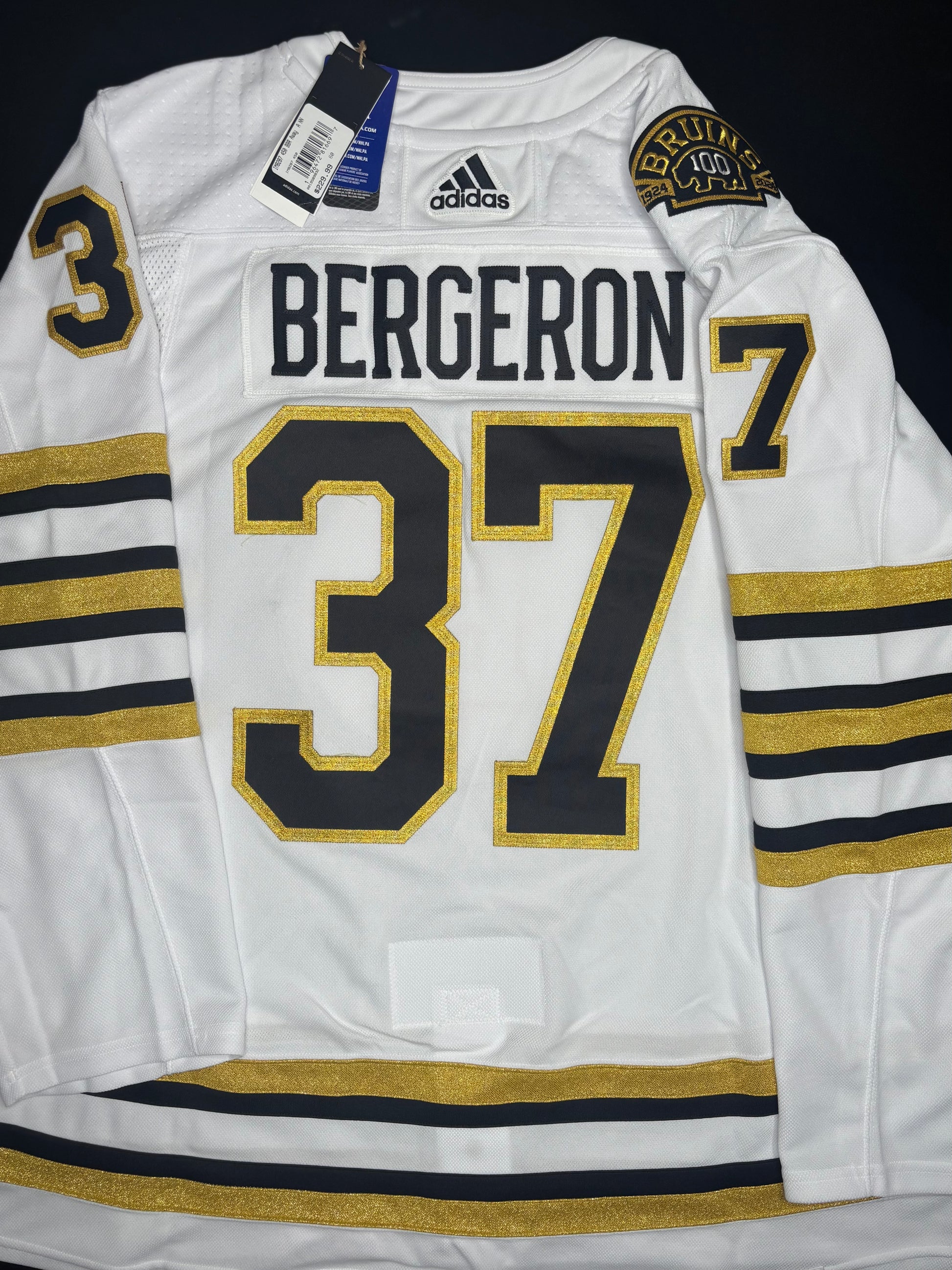 NWT Boston Bruins Patrice Bergeron Adidas Authentic Hockey Jersey Size: 60