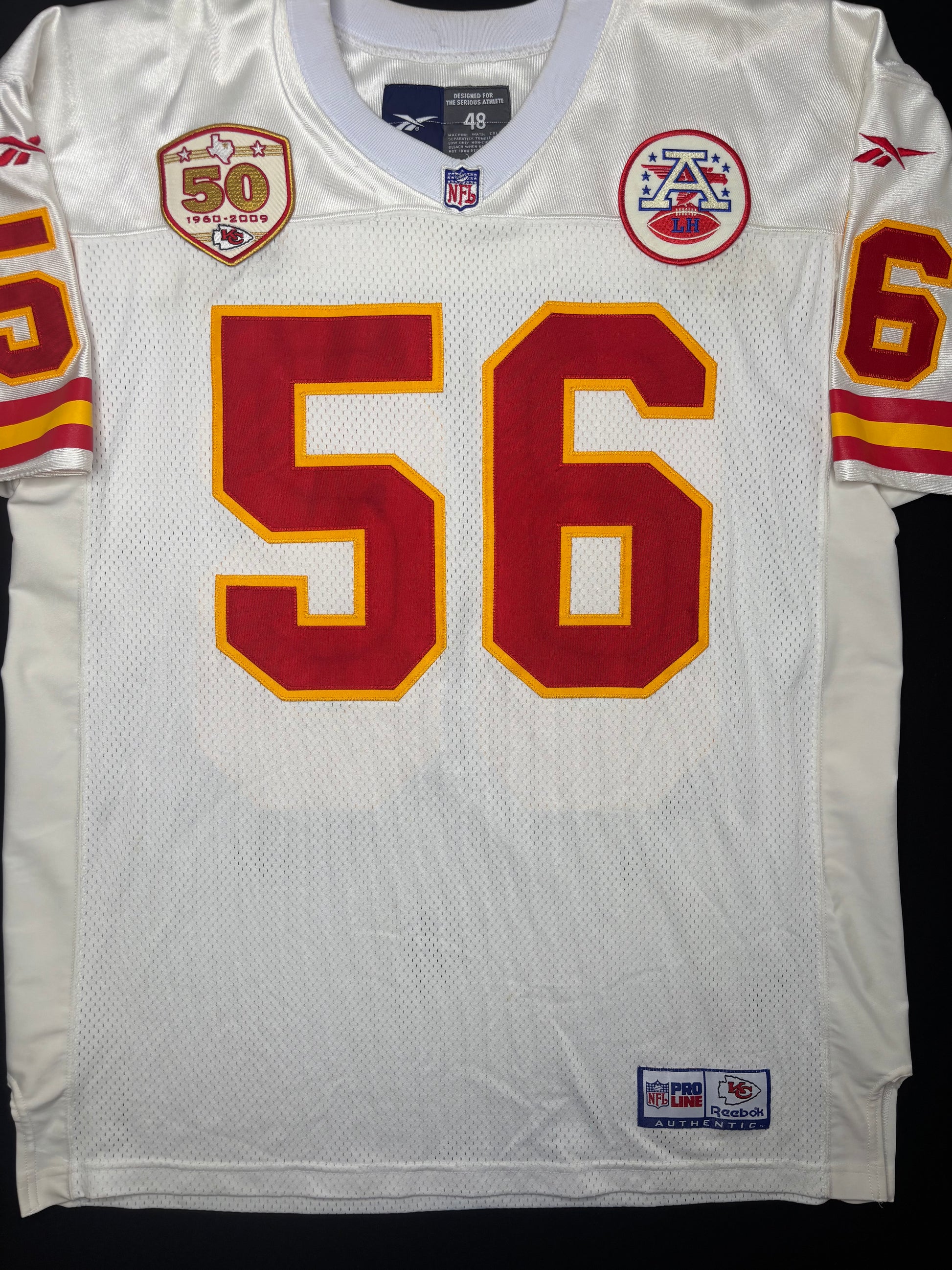 Kansas City Chiefs Derrick Johnson Autographed Reebok Pro Line Authentic W/ 50 Year Anniversary Patch Football Jersey Size: 48