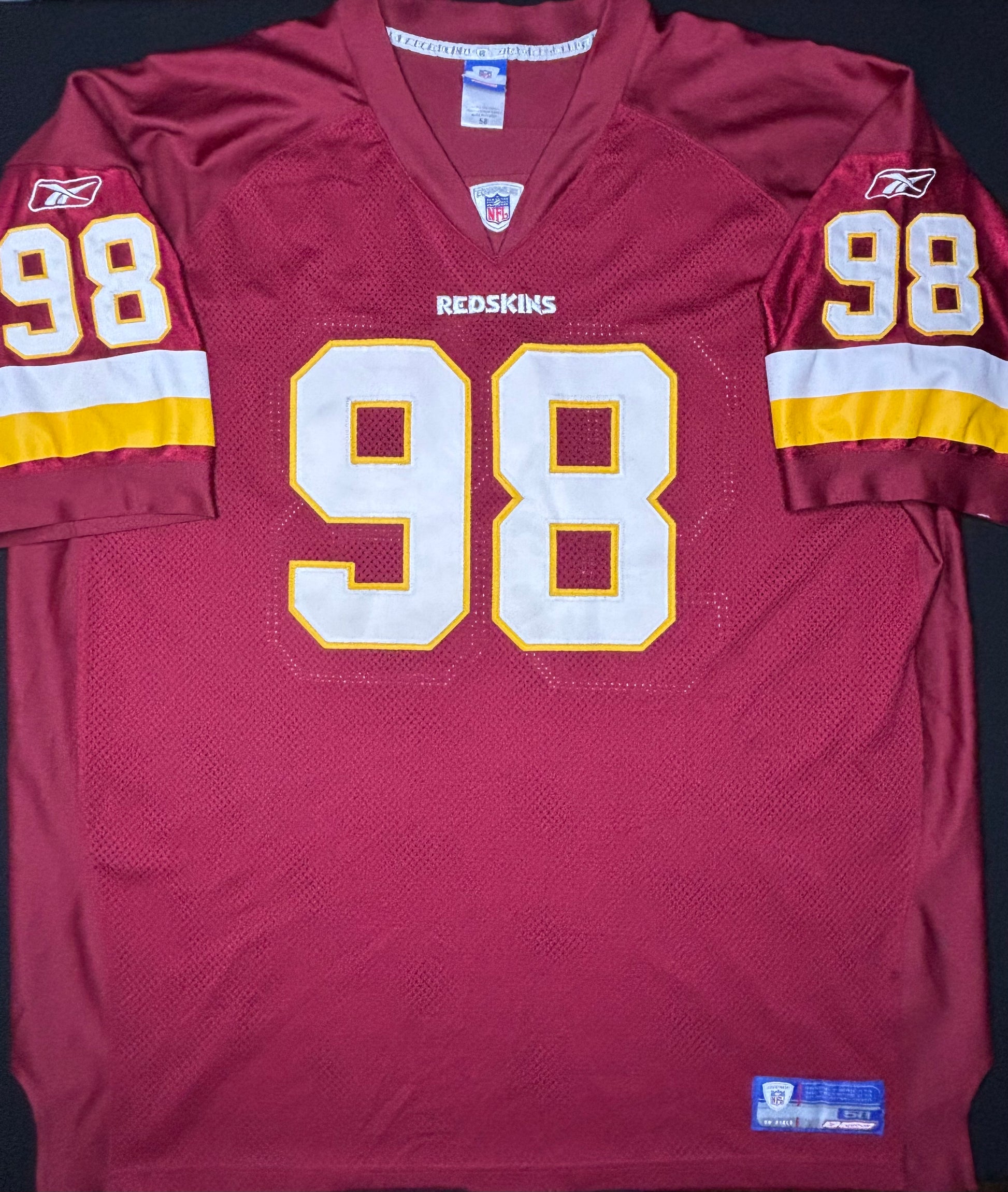 Washington Redskins Jesse Armstead Authentic Reebok Football Jersey Size: 58