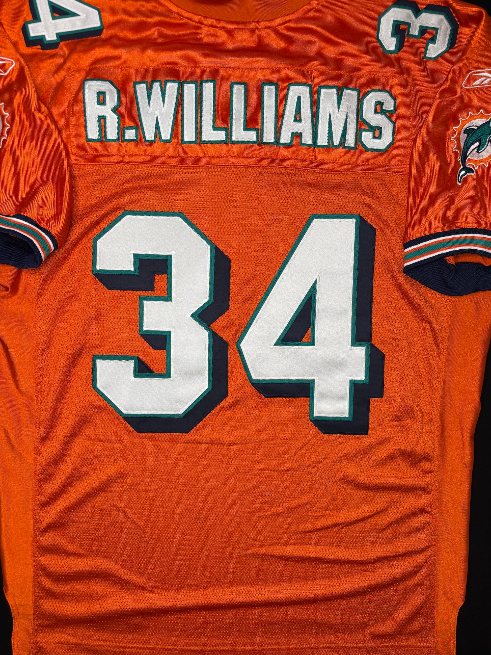 Miami Dolphins Ricky Williams Alt Orange 40th Anniversary Reebok Football Jersey Size: 52