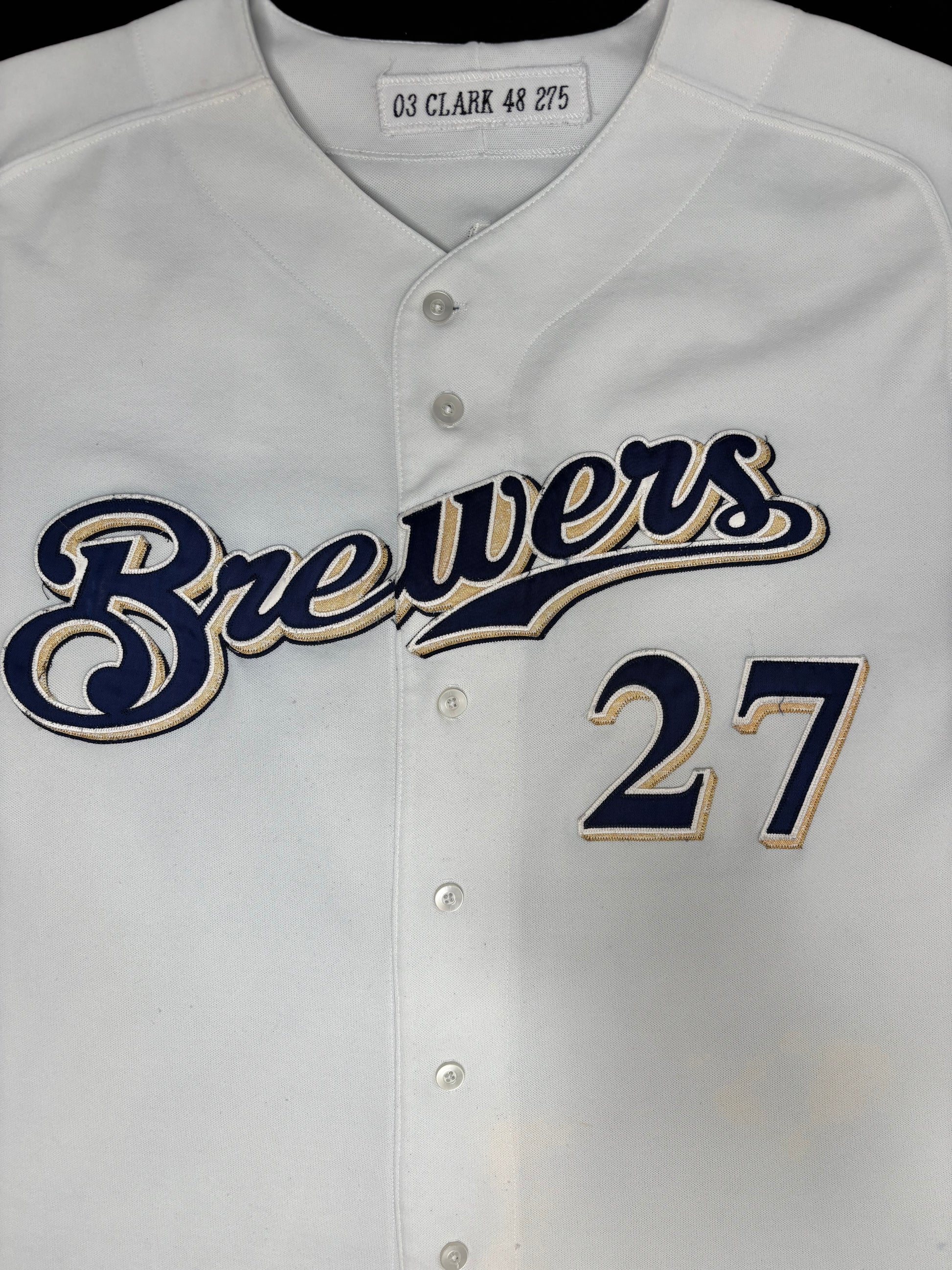 Milwaukee Brewers Brady Clark 2003 Team Issued Majestic Authentic Baseball Jersey Size: 48