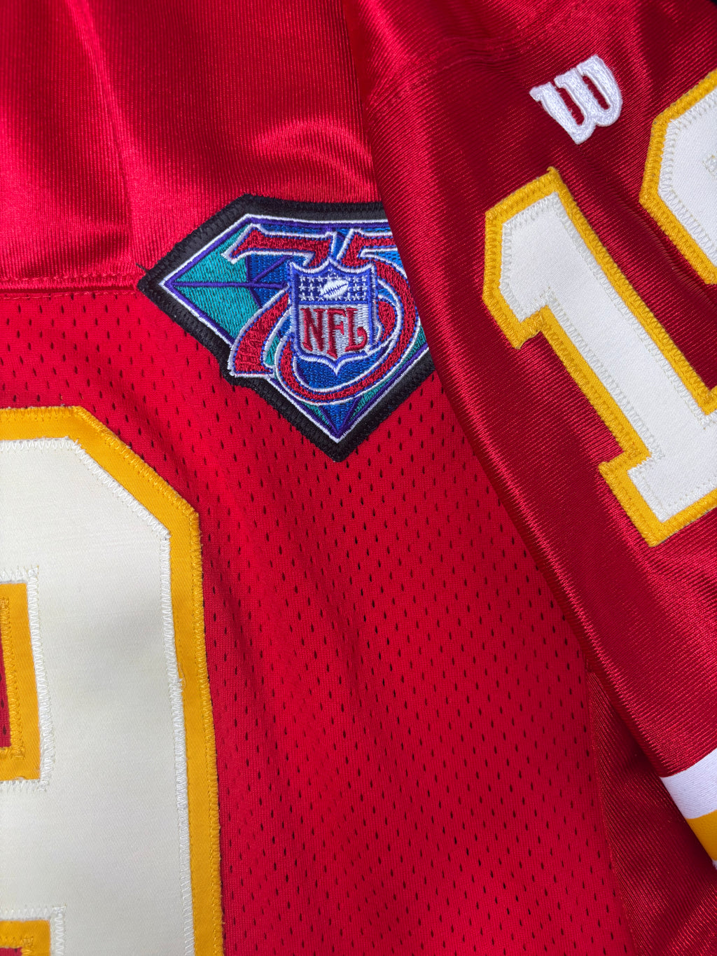 Kansas City Chiefs Joe Montana Wilson Pro Line Authentic W/ 35 Year Anniversary Patch Football Jersey Size: 48