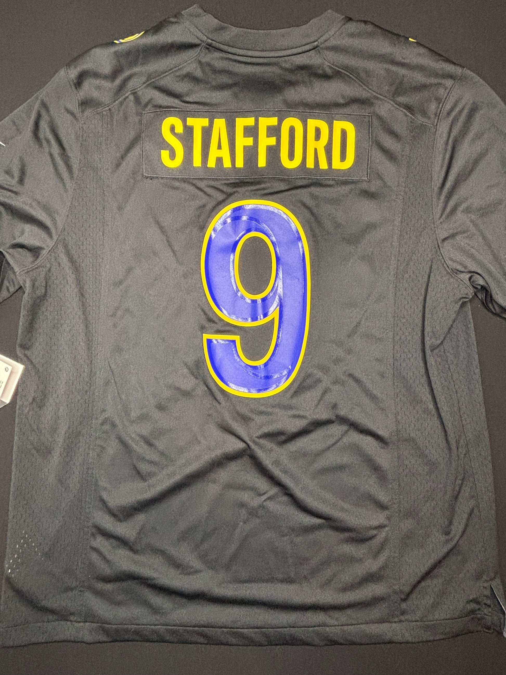 NWT Los Angeles Rams Matthew Stafford Super Bowl 56 Alt Black Nike Football Jersey Size: XL
