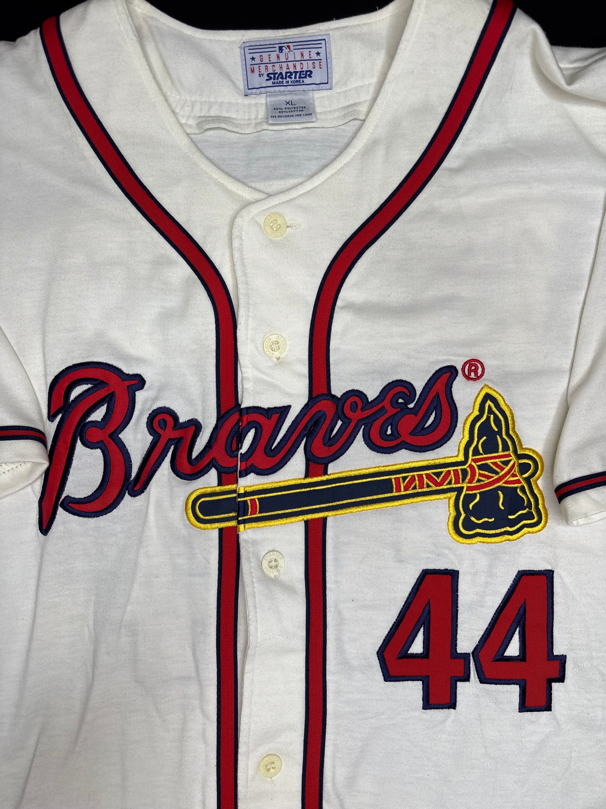 Atlanta Braves Hank Aaron Starter Baseball Jersey Size: XL