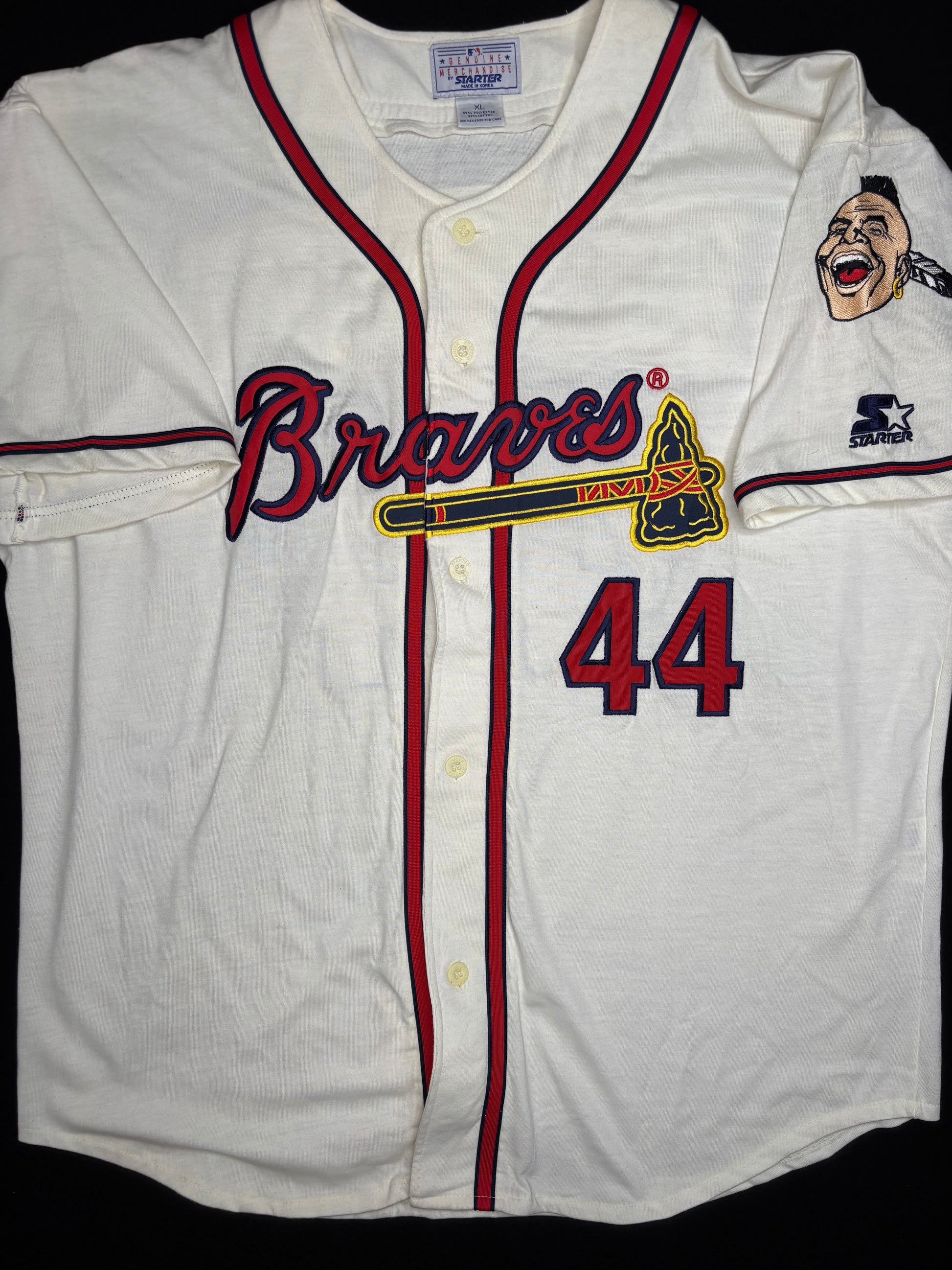 Atlanta Braves Hank Aaron Starter Baseball Jersey Size: XL