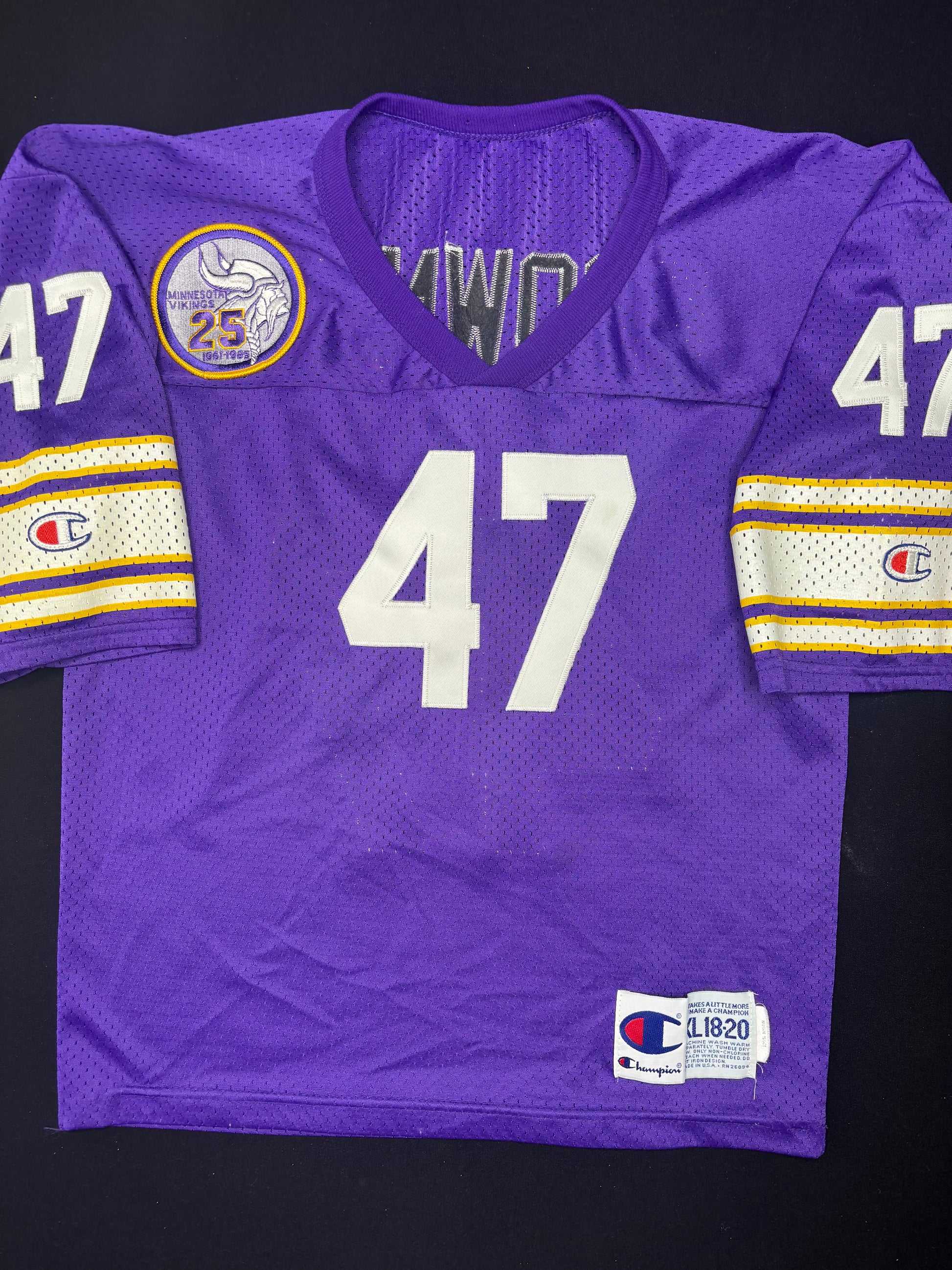 Minnesota Vikings Joey Browner Champion Football Jersey w/ 25 Year Anniversary Patch Size: YXL