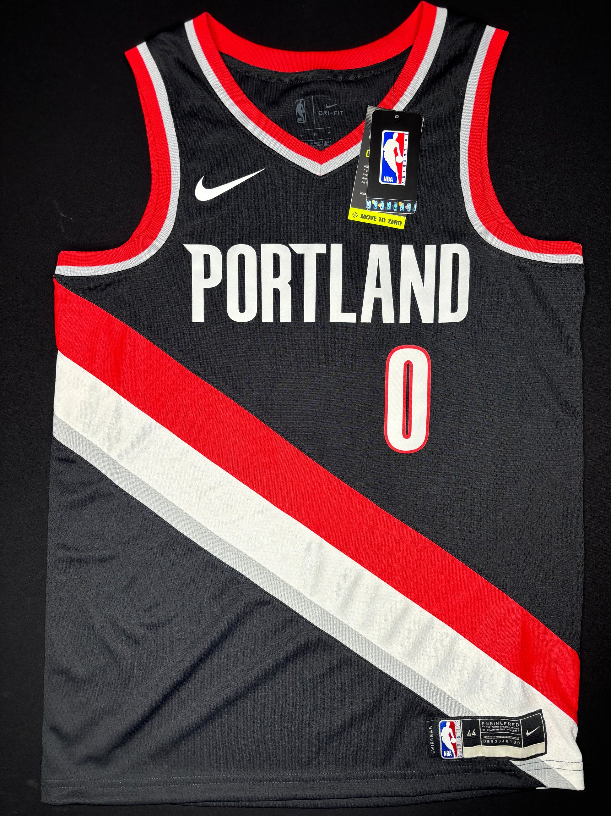 NWT Portland Trail Blazers Damian Lillard Nike Swingman Basketball Jersey Size: 44