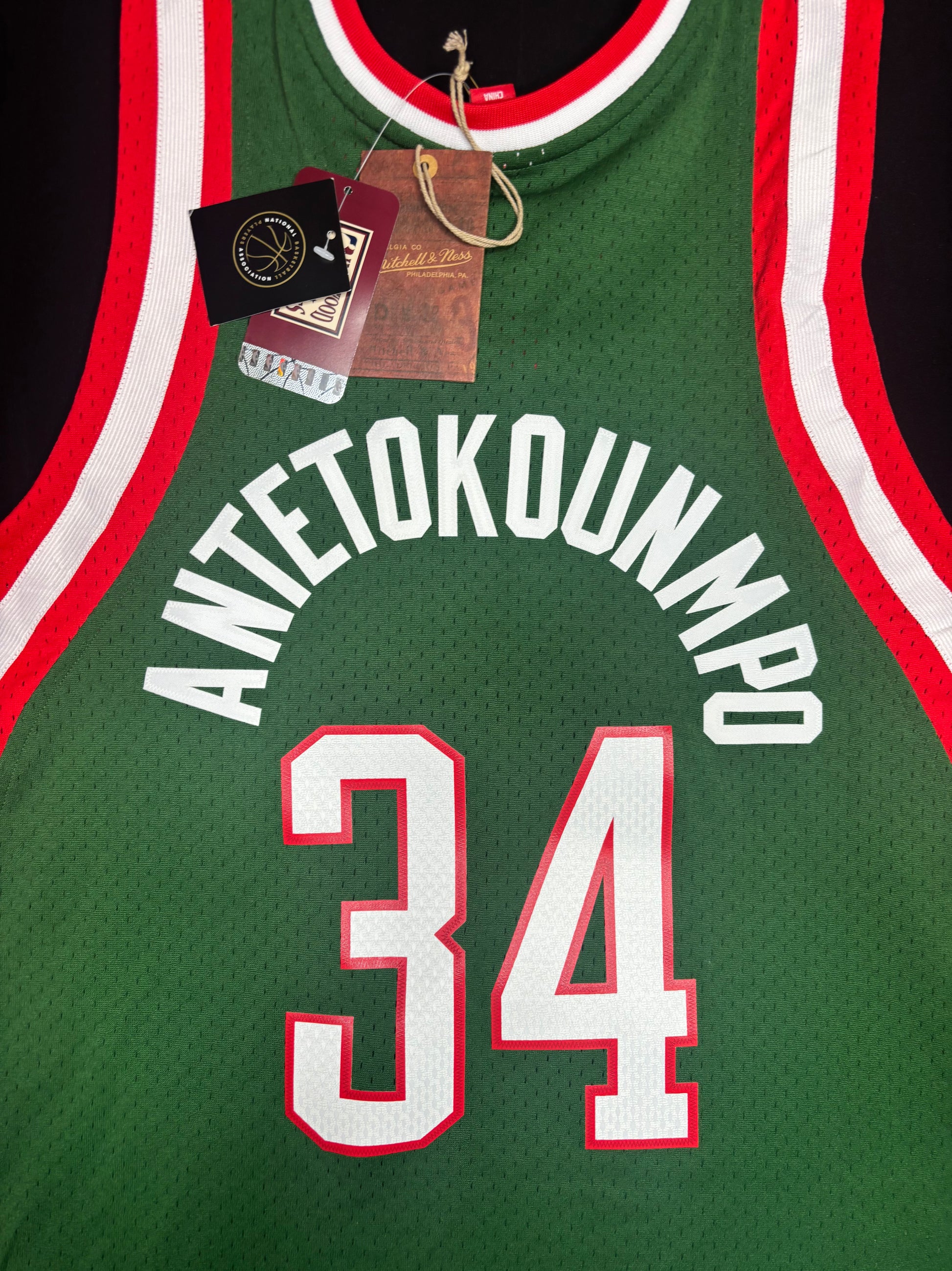 NWT Milwaukee Bucks Giannis Antetokounmpo Mitchell Ness 2013-14 Basketball Jersey Size: Large