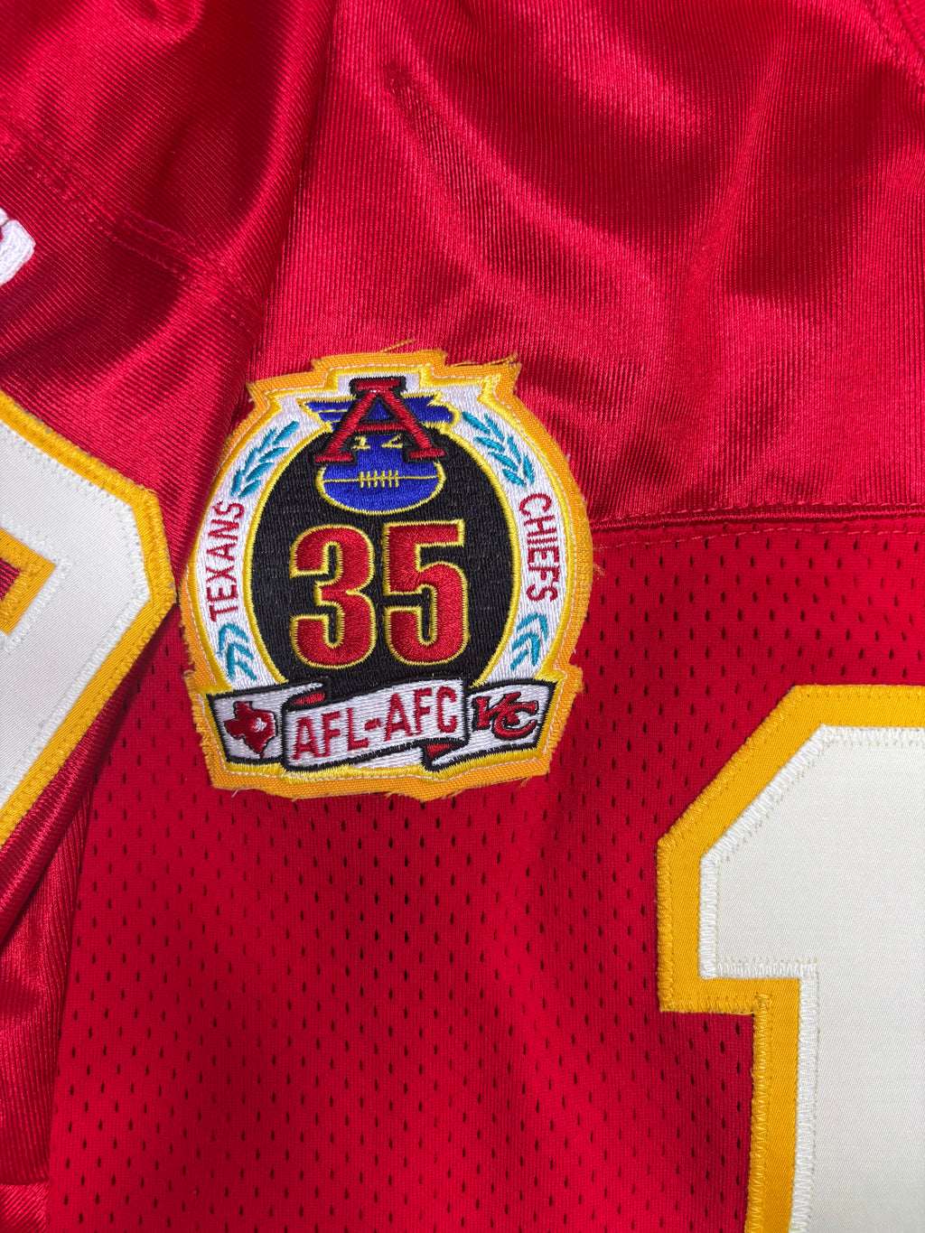 Kansas City Chiefs Joe Montana Wilson Pro Line Authentic W/ 35 Year Anniversary Patch Football Jersey Size: 48