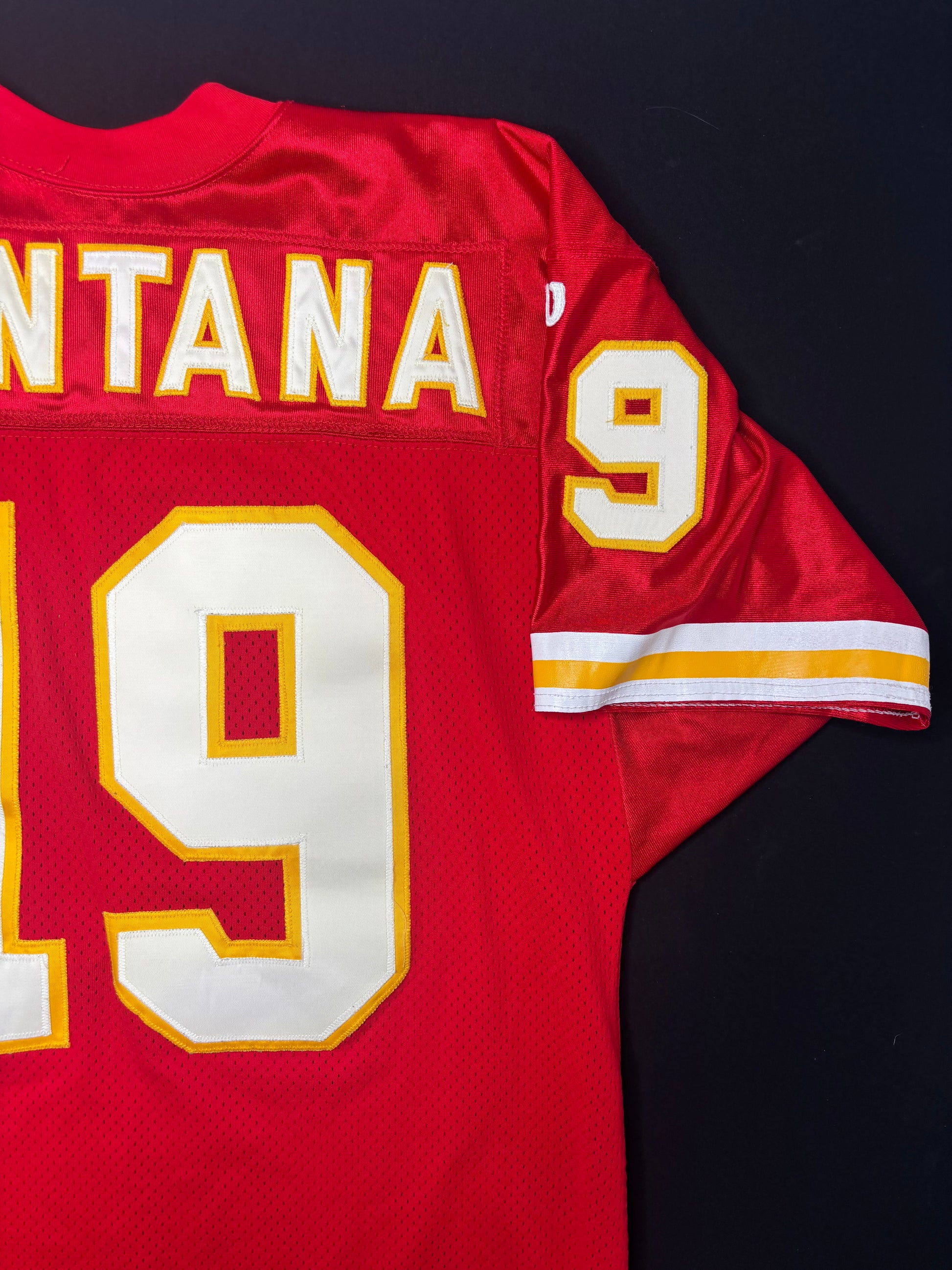 Kansas City Chiefs Joe Montana Wilson Pro Line Authentic W/ 35 Year Anniversary Patch Football Jersey Size: 48