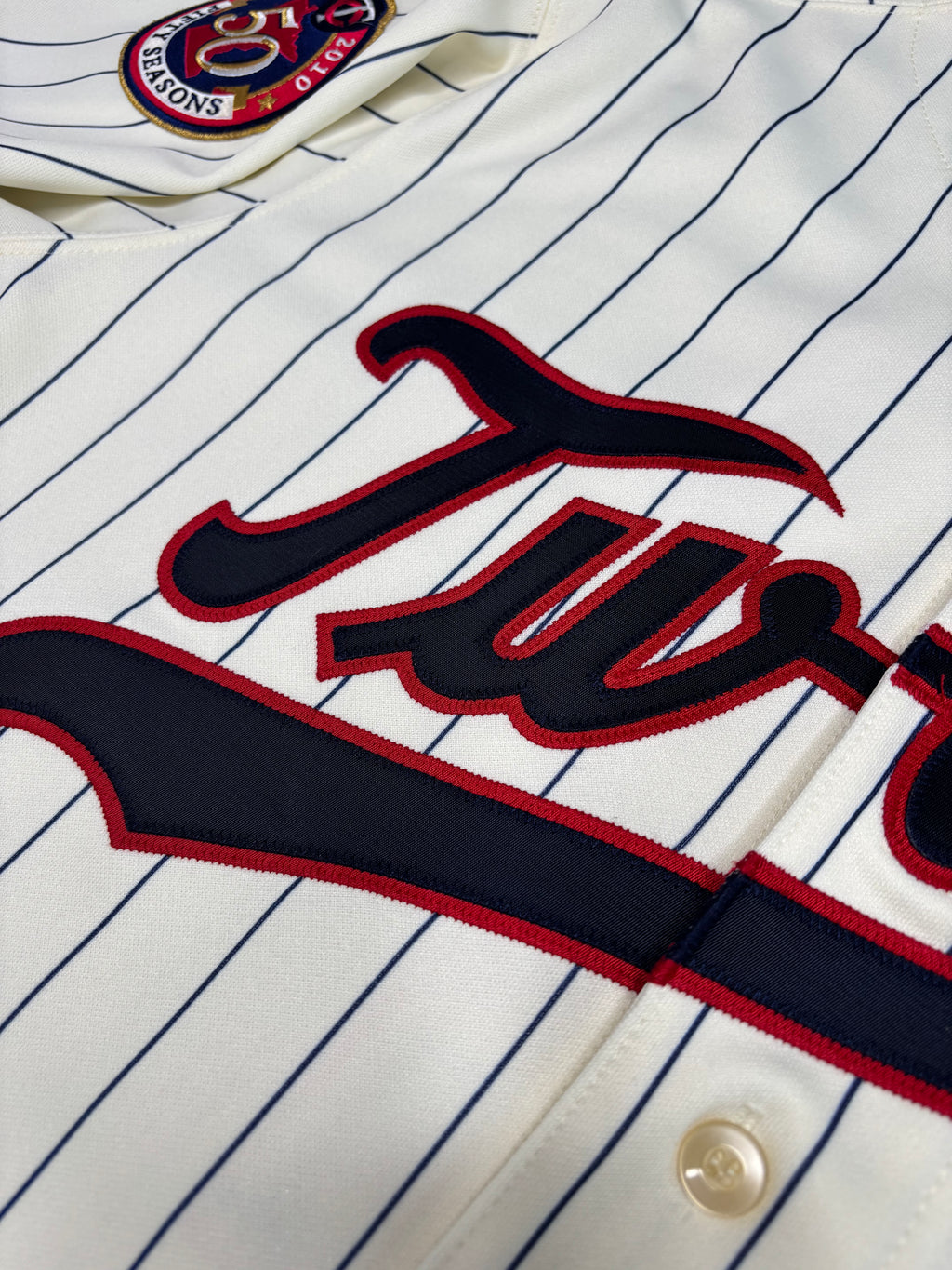 Minnesota Twins Joe Mauer 2010 Throwback Authentic Majestic baseball Jersey W/ Patches Size: 48