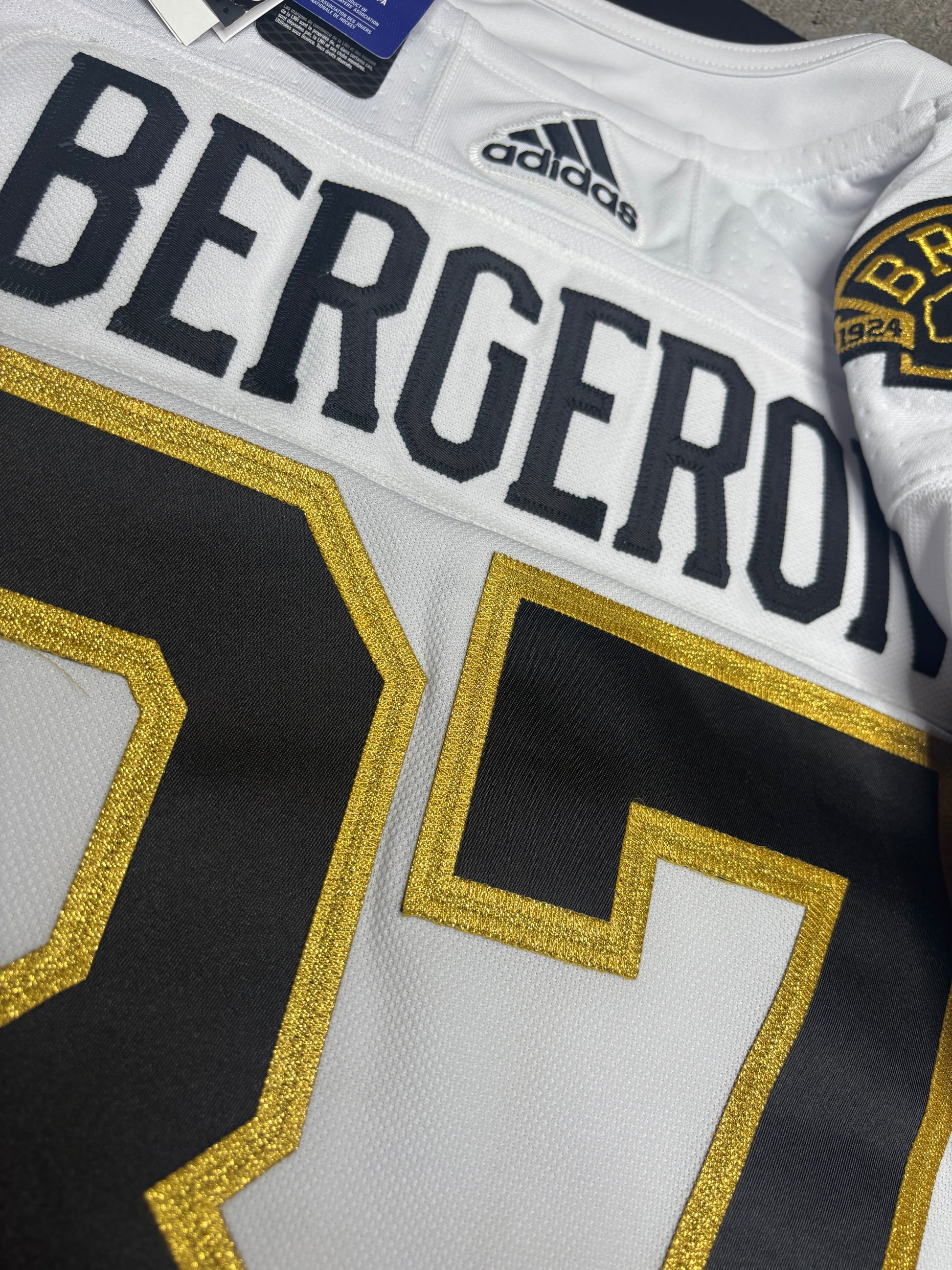 NWT Boston Bruins Patrice Bergeron Adidas Authentic Hockey Jersey Size: 60