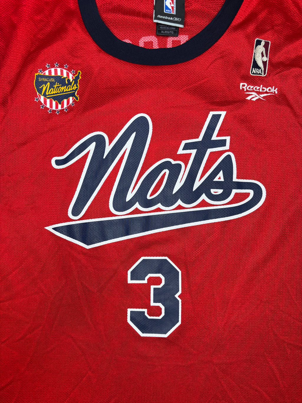 Philadelphia 76ers Allen Iverson Syracuse Nats 1954-55 Hardwood Classic Reebok Basketball Jersey Size: XL