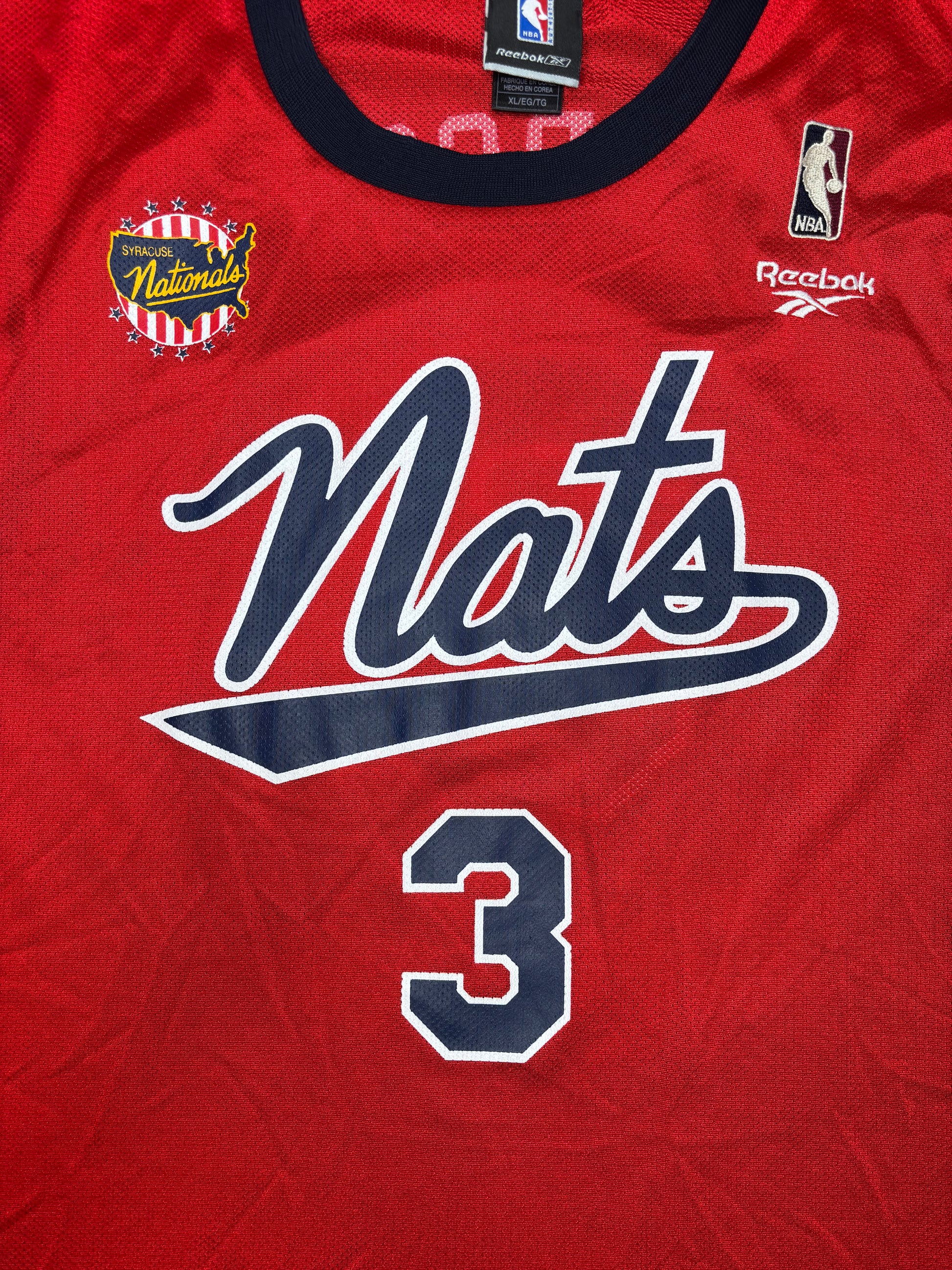 Philadelphia 76ers Allen Iverson Syracuse Nats 1954-55 Hardwood Classic Reebok Basketball Jersey Size: XL