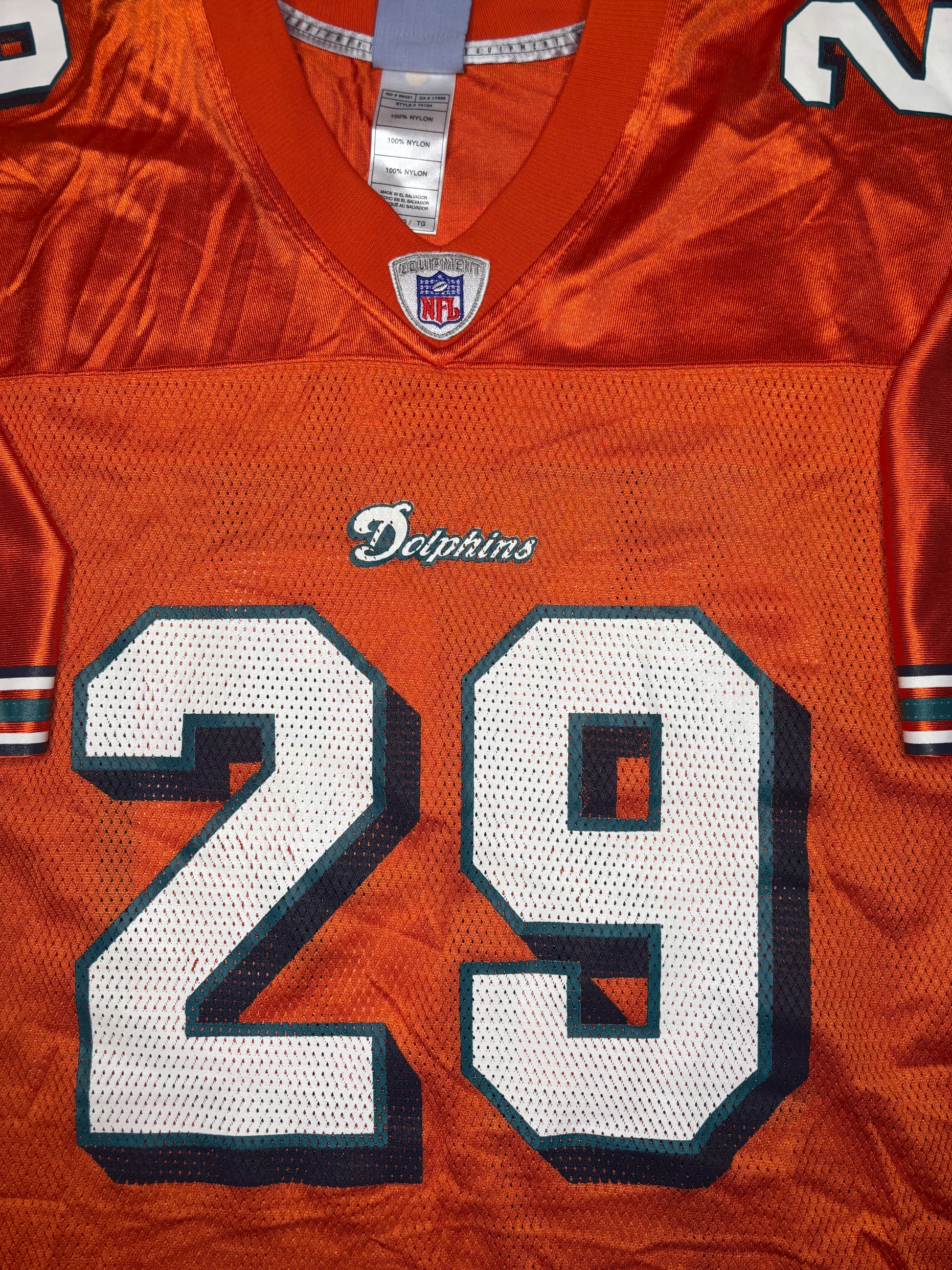 Miami Dolphins Sam Madison Alt Orange Reebok Football Jersey Size: XL