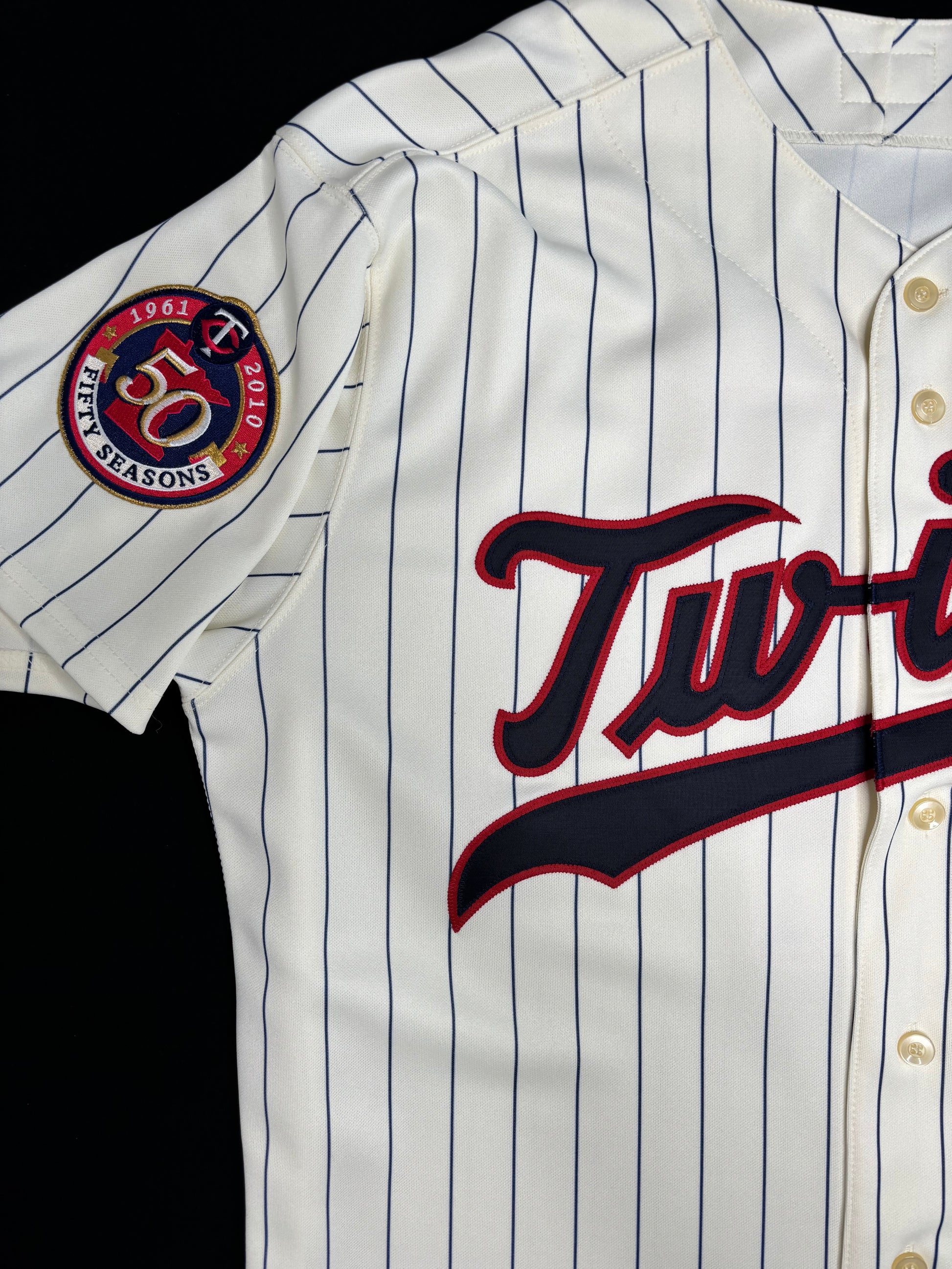Minnesota Twins Joe Mauer 2010 Throwback Authentic Majestic baseball Jersey W/ Patches Size: 48