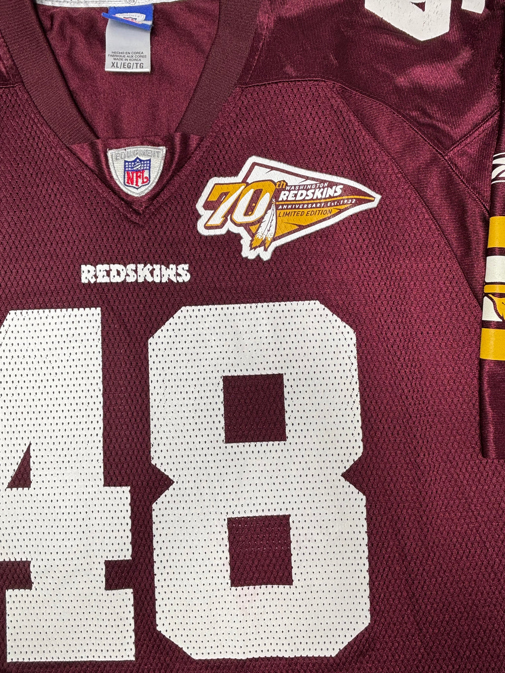 Washington Redskins Stephen Davis 70th Anniversary Reebok Football Jersey Size: XL