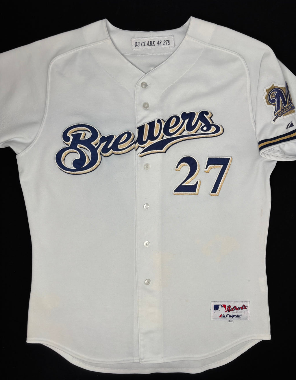 Milwaukee Brewers Brady Clark 2003 Team Issued Majestic Authentic Baseball Jersey Size: 48