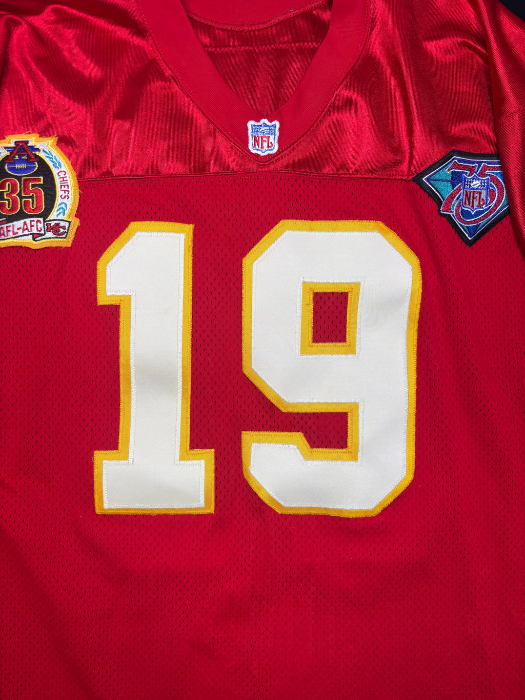 Kansas City Chiefs Joe Montana Wilson Pro Line Authentic W/ 35 Year Anniversary Patch Football Jersey Size: 48