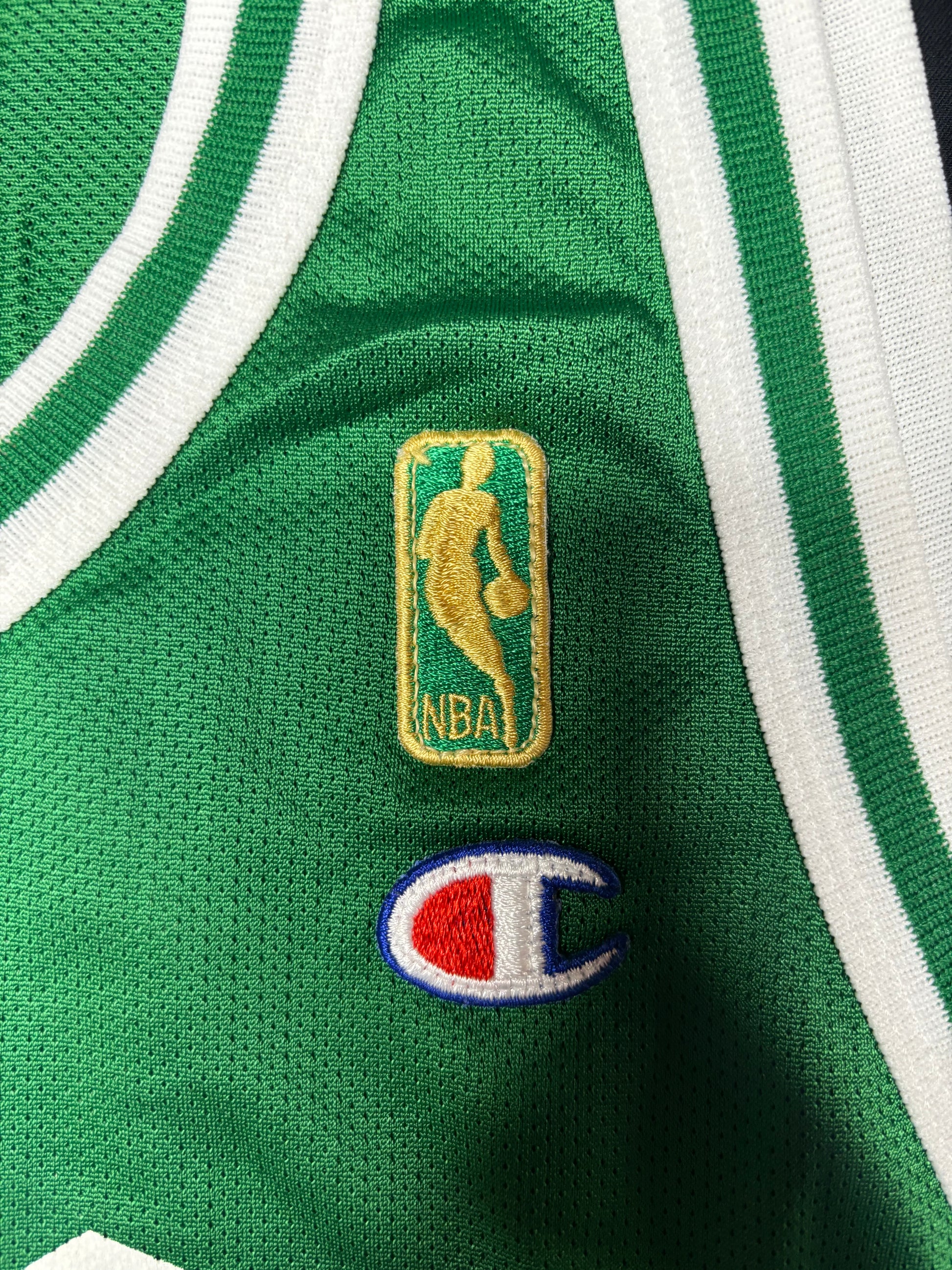 Boston Celtics Larry Bird 50th Anniversary Gold Logo Champion Basketball Jersey Size: 52