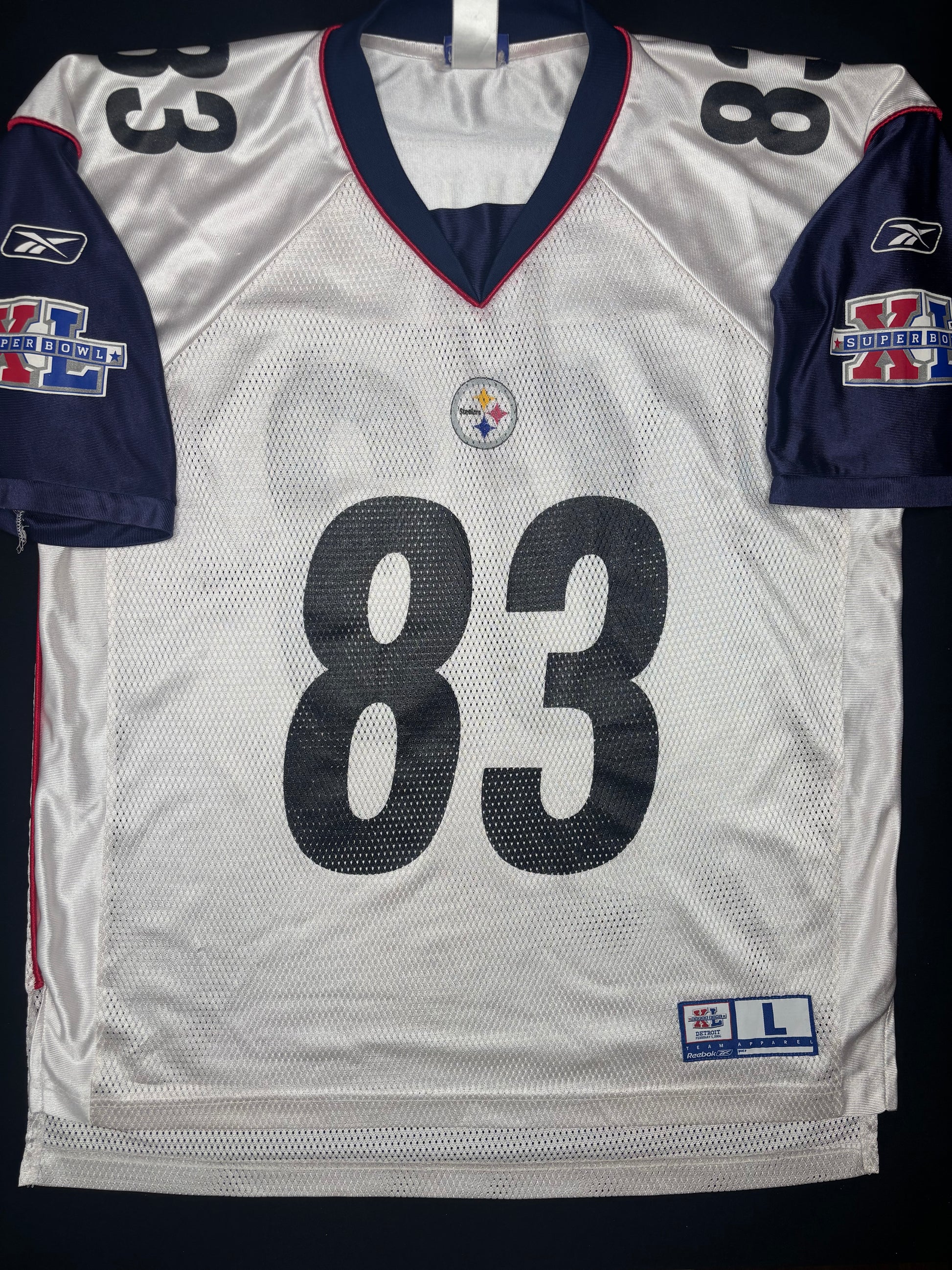Pittsburgh Steelers Heath Miller Super Bowl 40 Reebok Football Jersey Size: Large