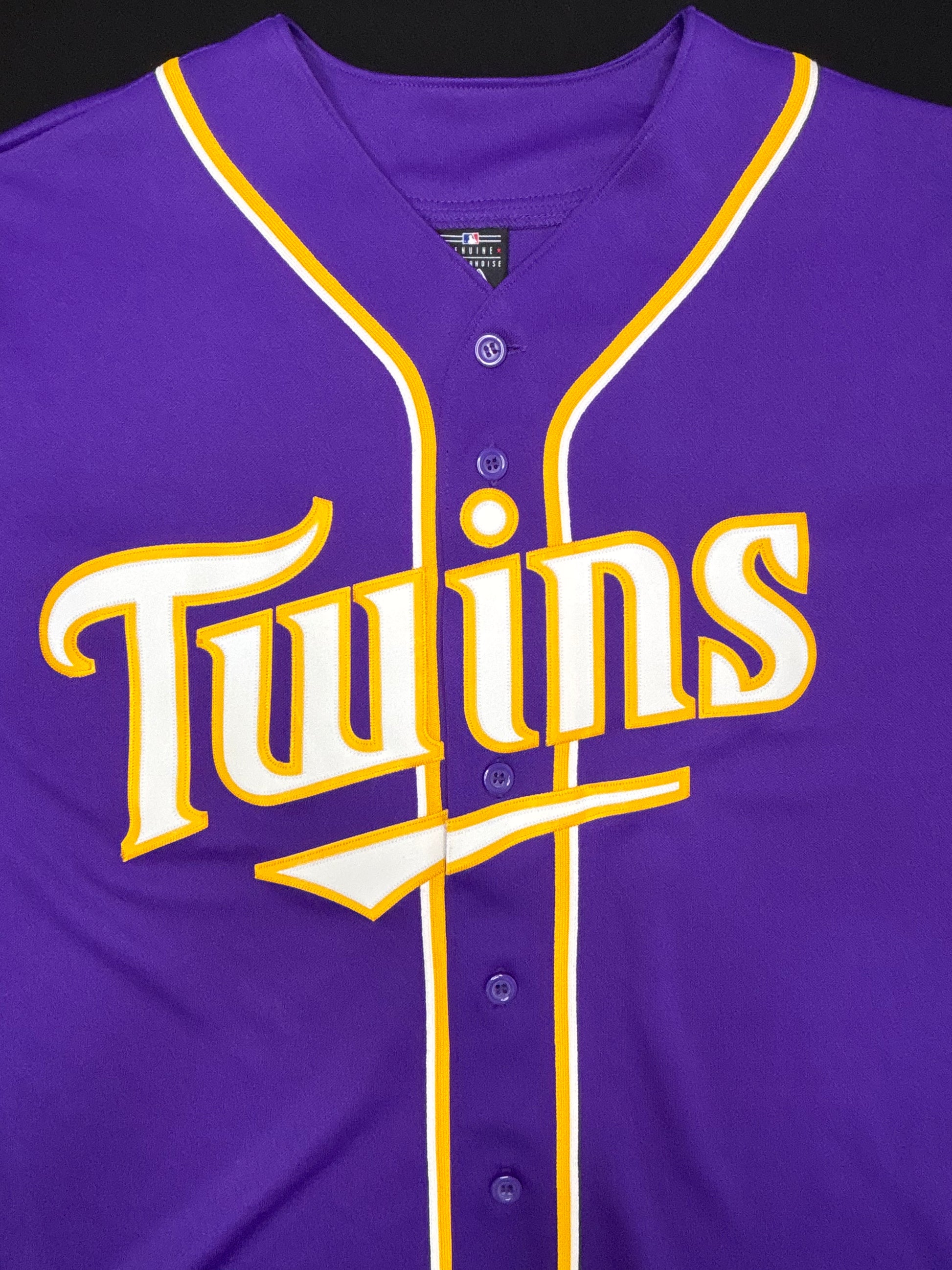 Minnesota Twins Vikings Colorway Majestic Baseball Jersey Size: Large
