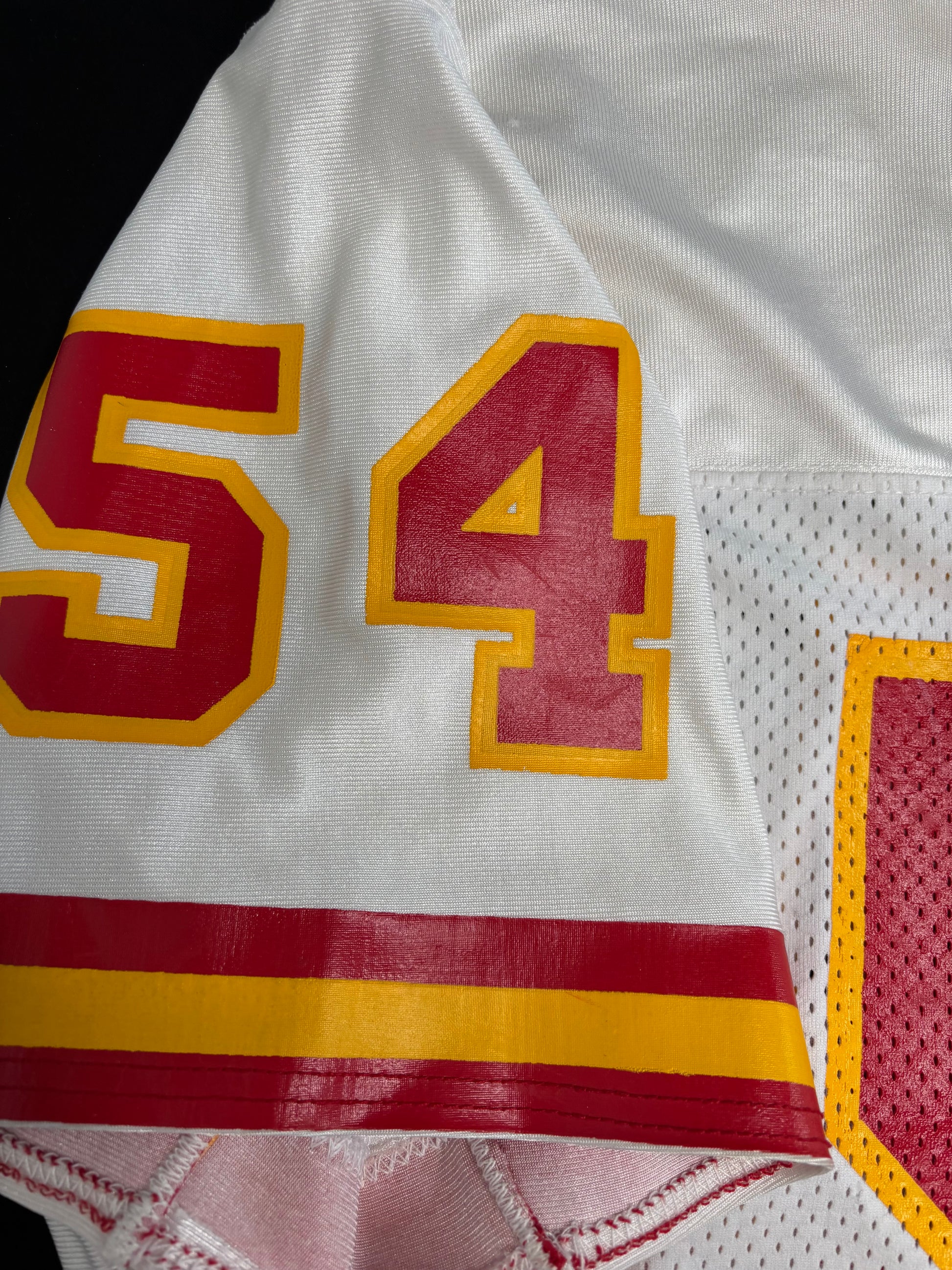 1991 Kansas City Chiefs Tracy Simien Game Worn Autographed Wilson Football Jersey Size: 46