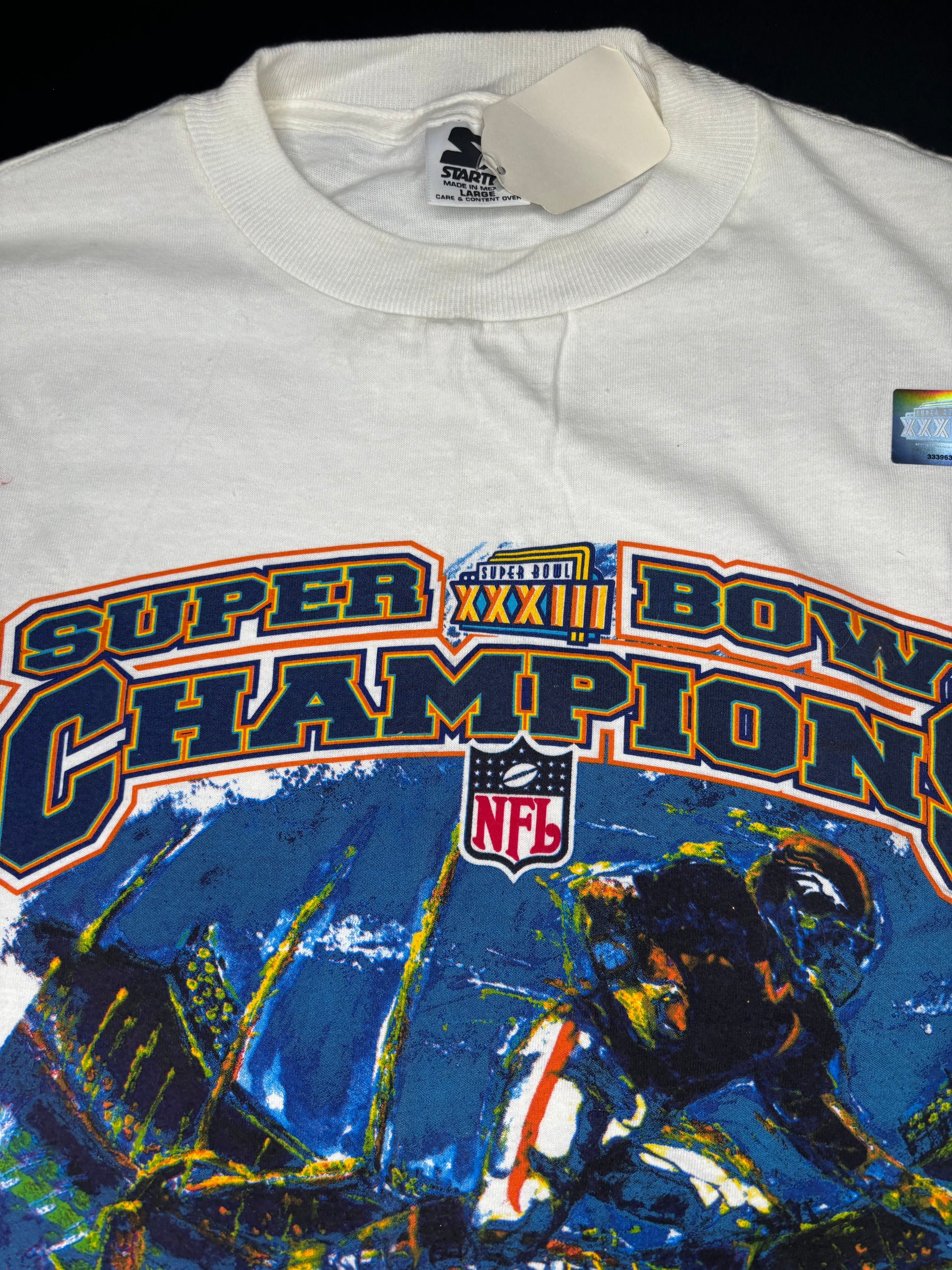 NWT Vintage Team Issued Denver Broncos Starter Super Bowl 33 NFL T-Shirt Size: Large