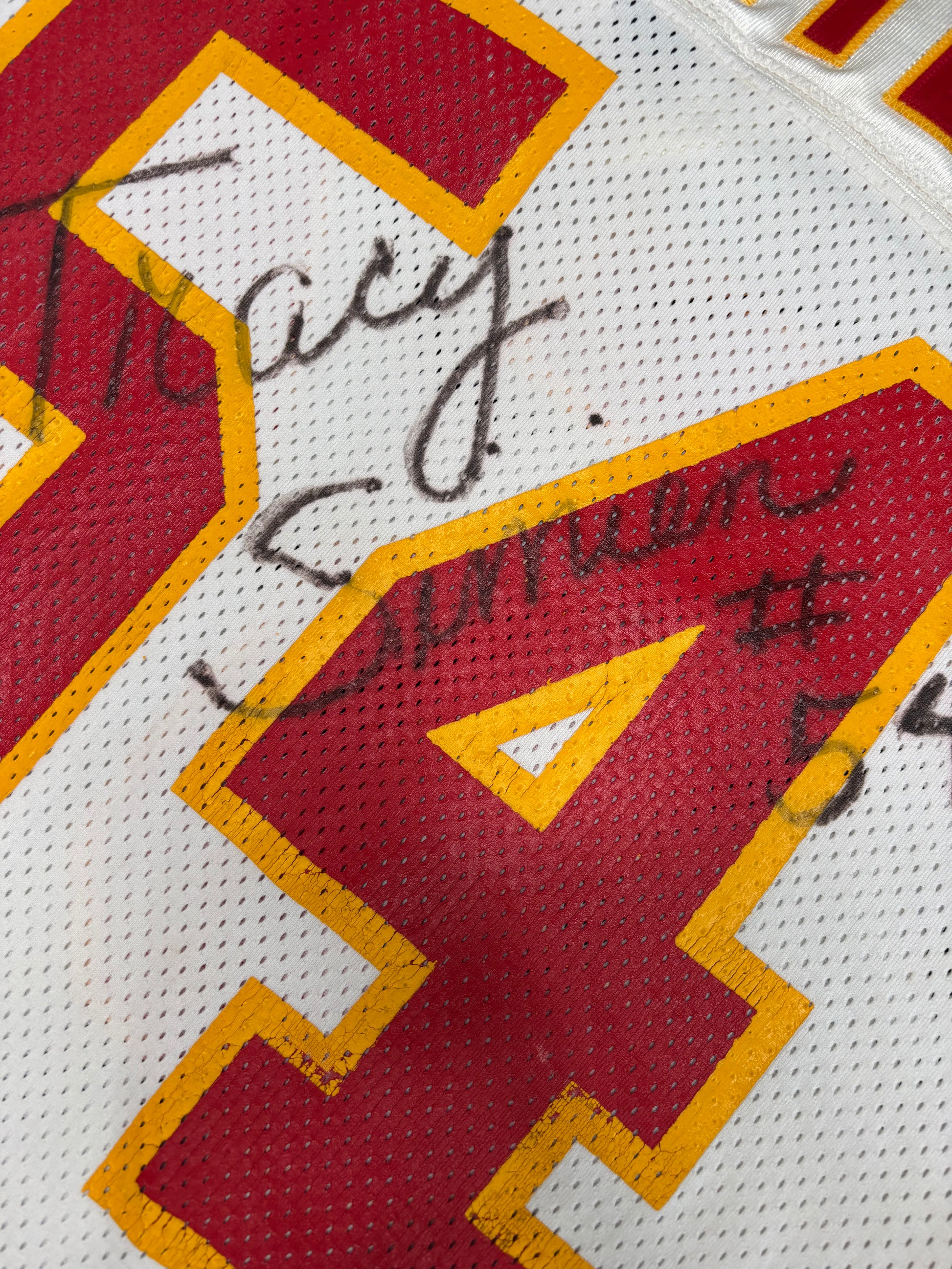 1991 Kansas City Chiefs Tracy Simien Game Worn Autographed Wilson Football Jersey Size: 46