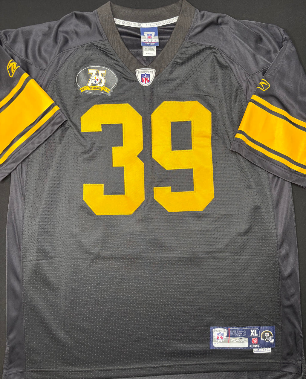 Pittsburgh Steelers Willie Parker 75th Anniversary Reebok Premiere Football Jersey Size: XL