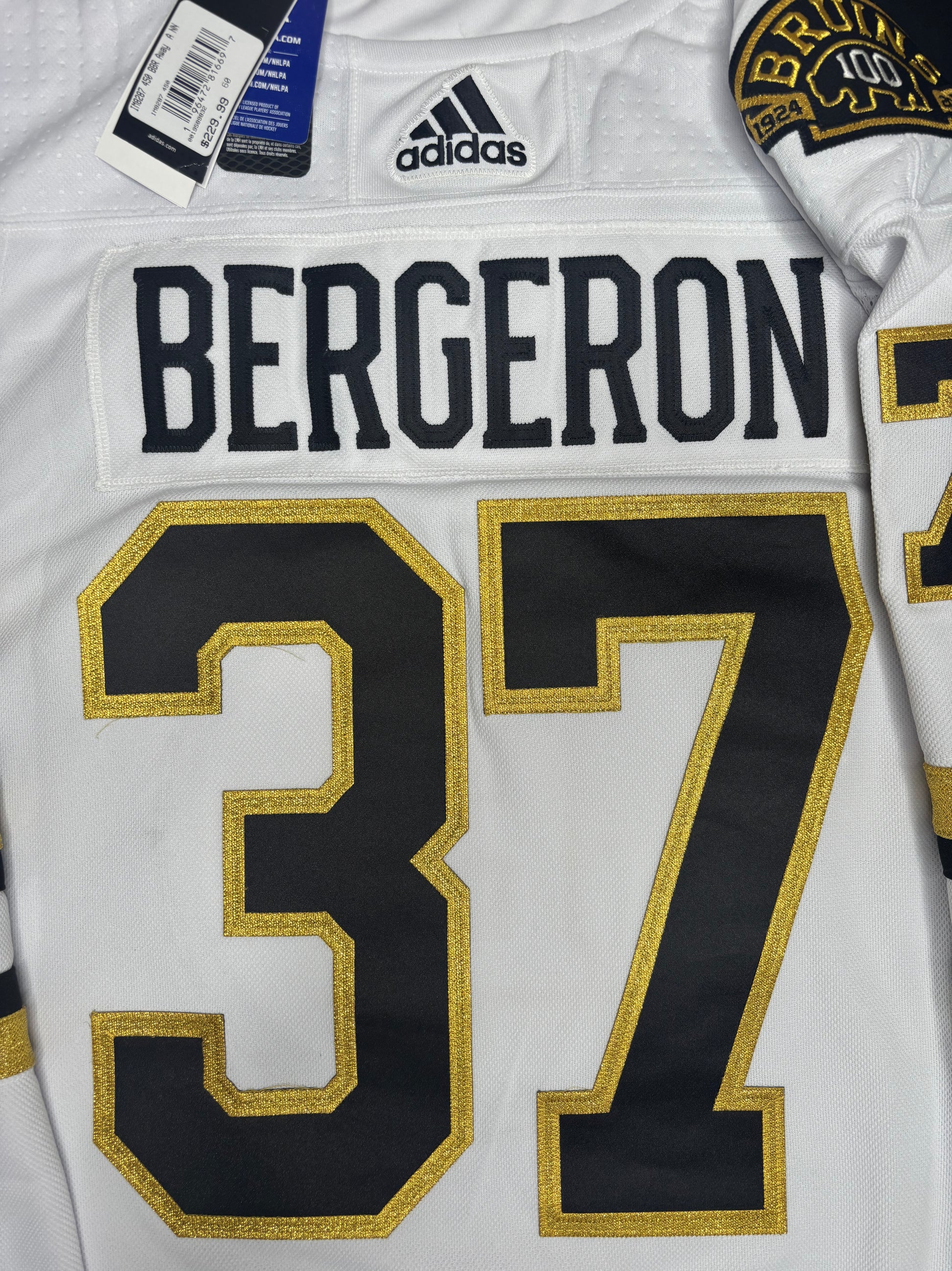 NWT Boston Bruins Patrice Bergeron Adidas Authentic Hockey Jersey Size: 60