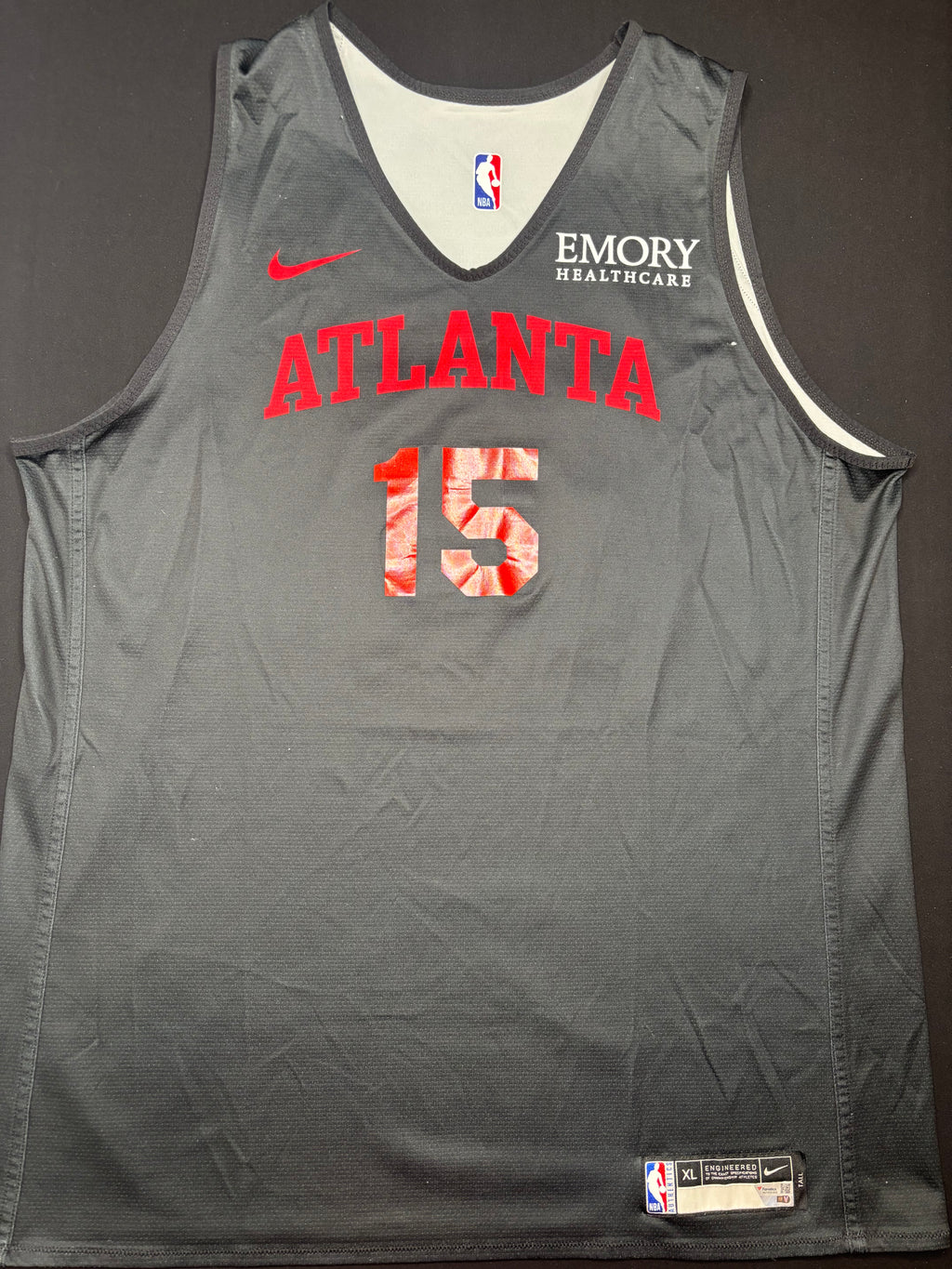 Atlanta Hawks Clint Capela 2022-23 Practice Used Black Grey Practice Basketball Jersey Size: XL