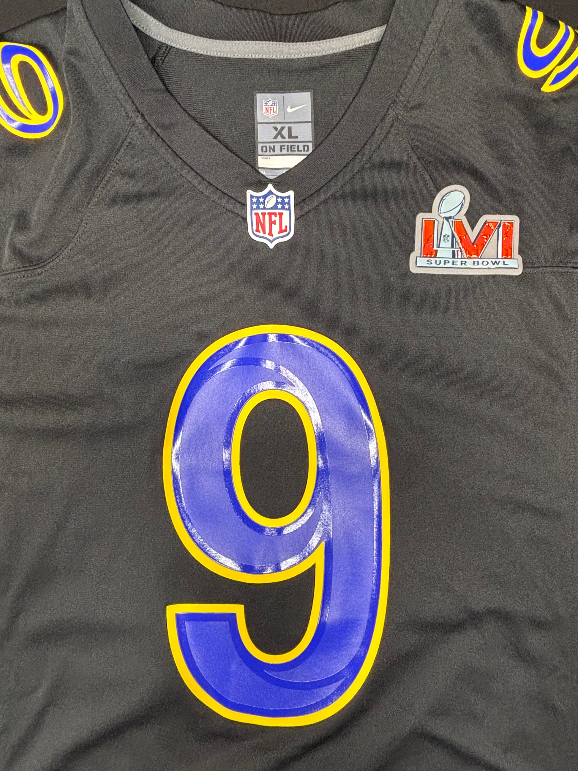 NWT Los Angeles Rams Matthew Stafford Super Bowl 56 Alt Black Nike Football Jersey Size: XL