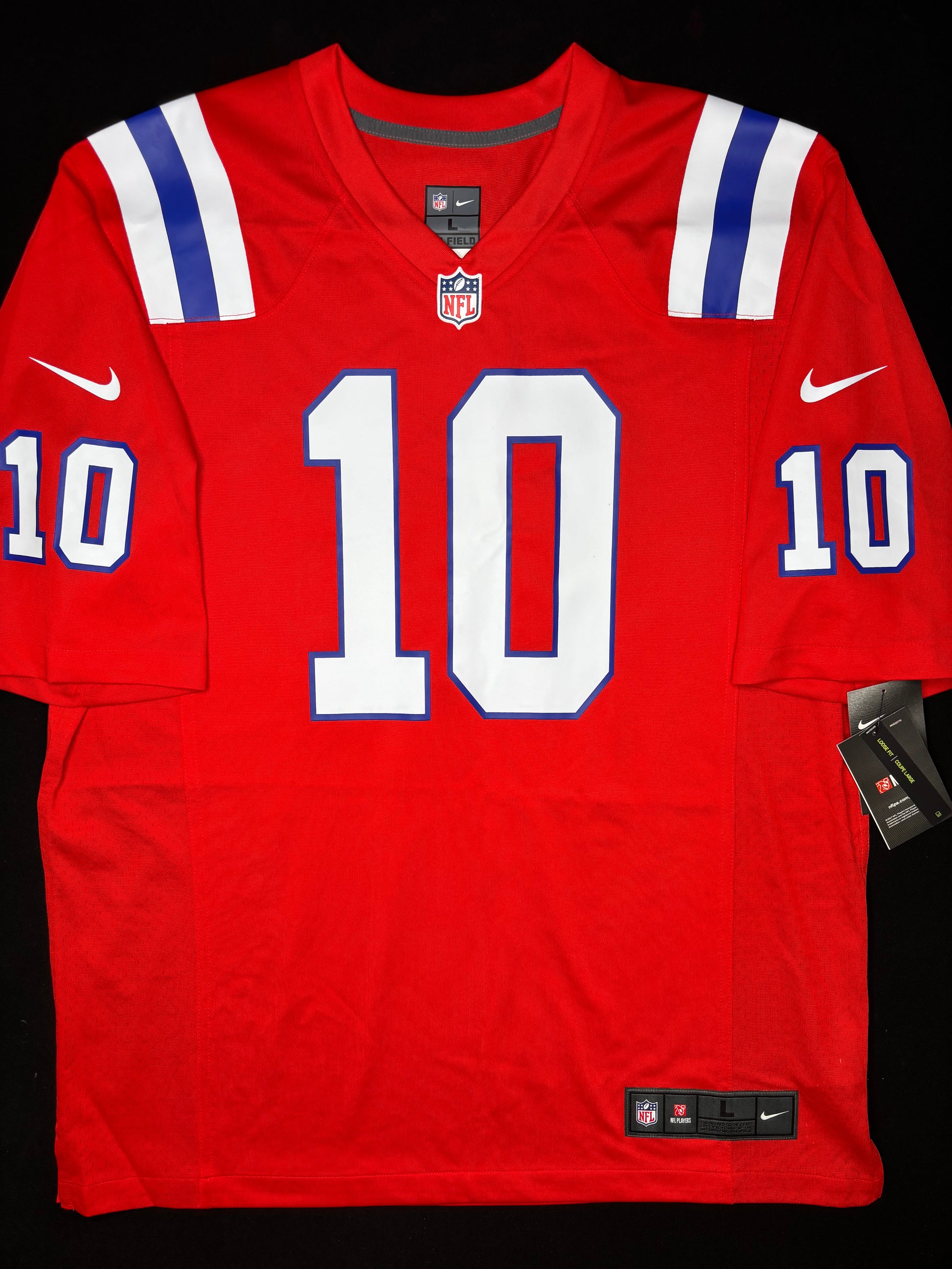 NWT New England Patriots Mac Jones Nike Alternate Game Football Jersey Size: Large