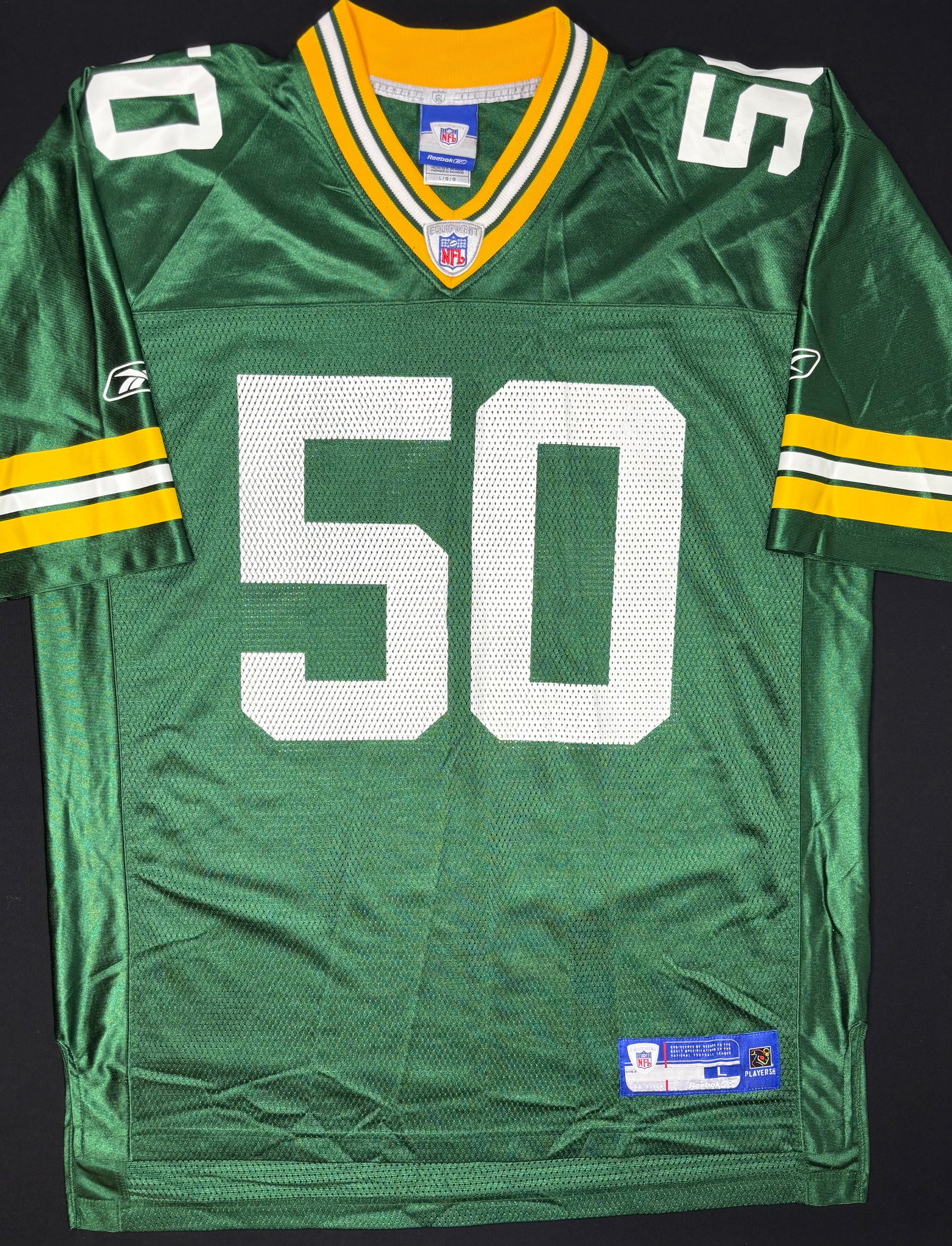 Green Bay Packers AJ Hawk Reebok Football Jersey Size: Large
