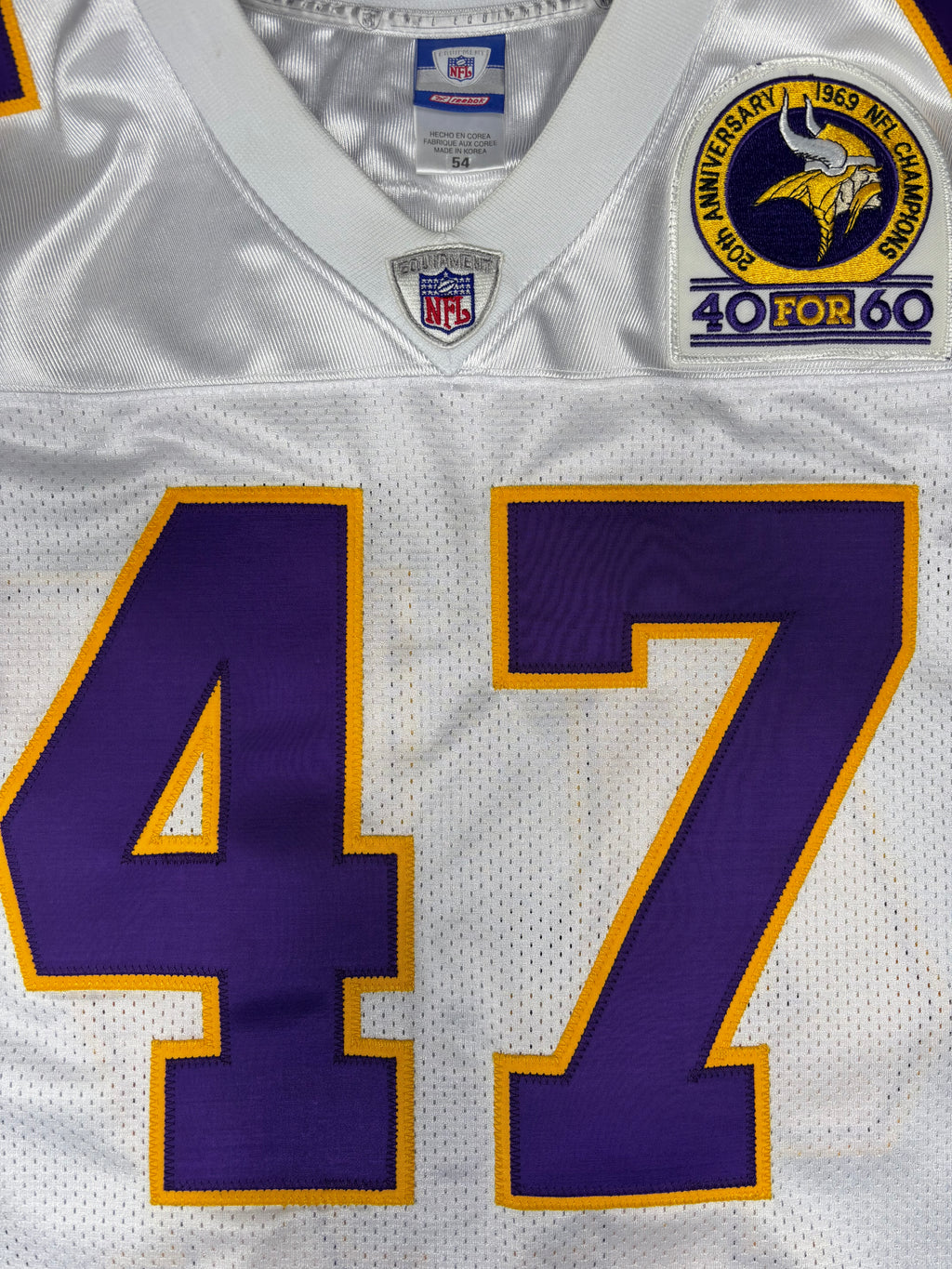 Minnesota Vikings Joey Browner Authentic Reebok Football Jersey w/ 40 for 60 patch Size: 54