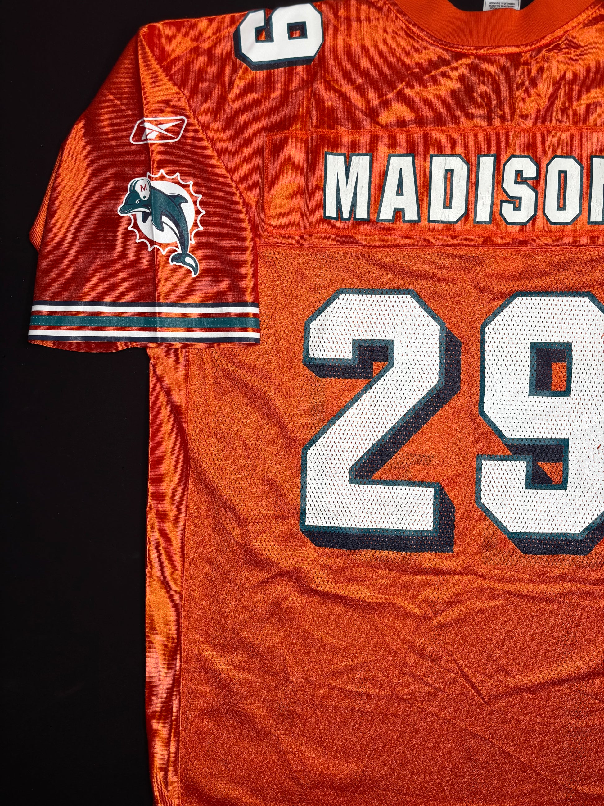 Miami Dolphins Sam Madison Alt Orange Reebok Football Jersey Size: XL