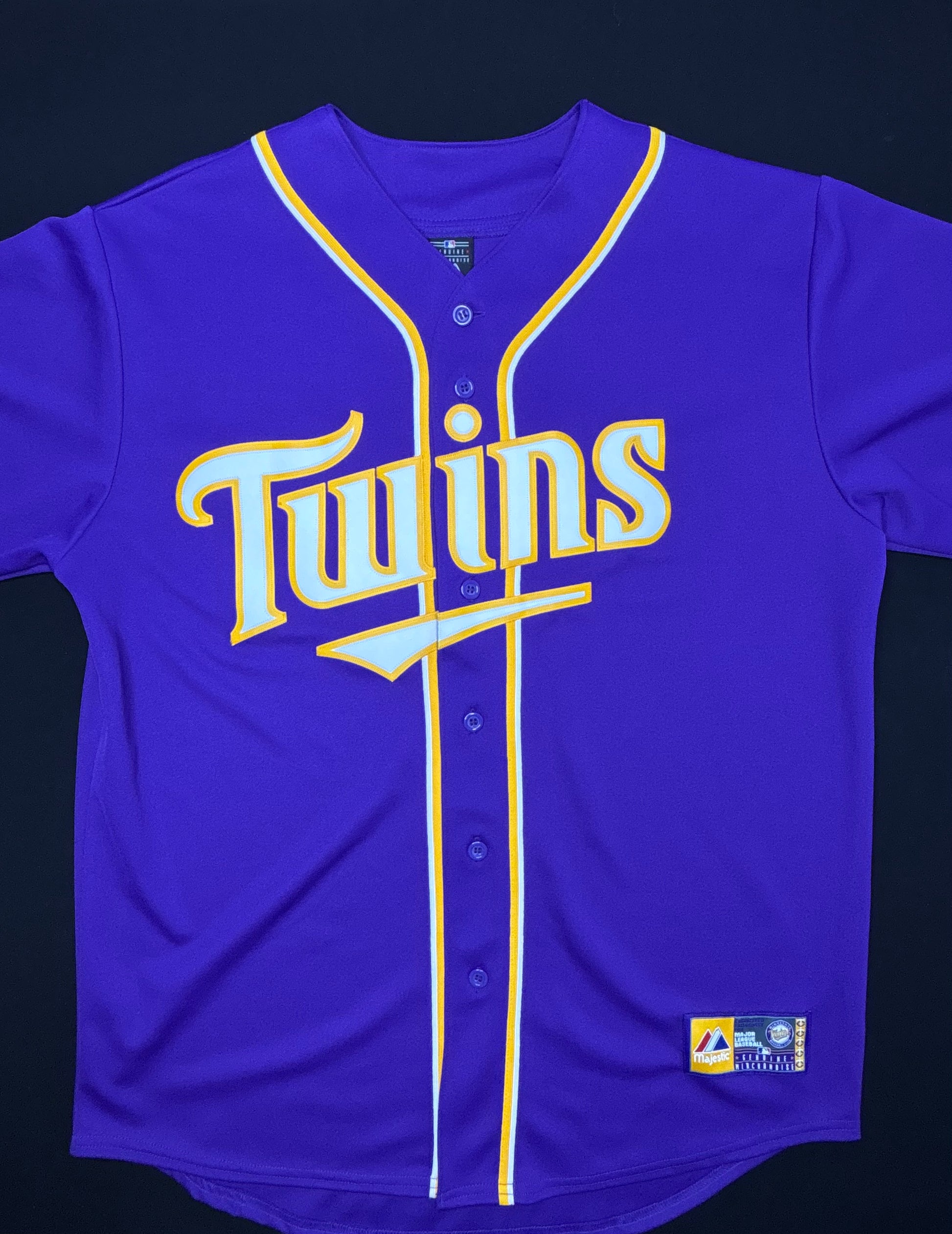 Minnesota Twins Vikings Colorway Majestic Baseball Jersey Size: Large