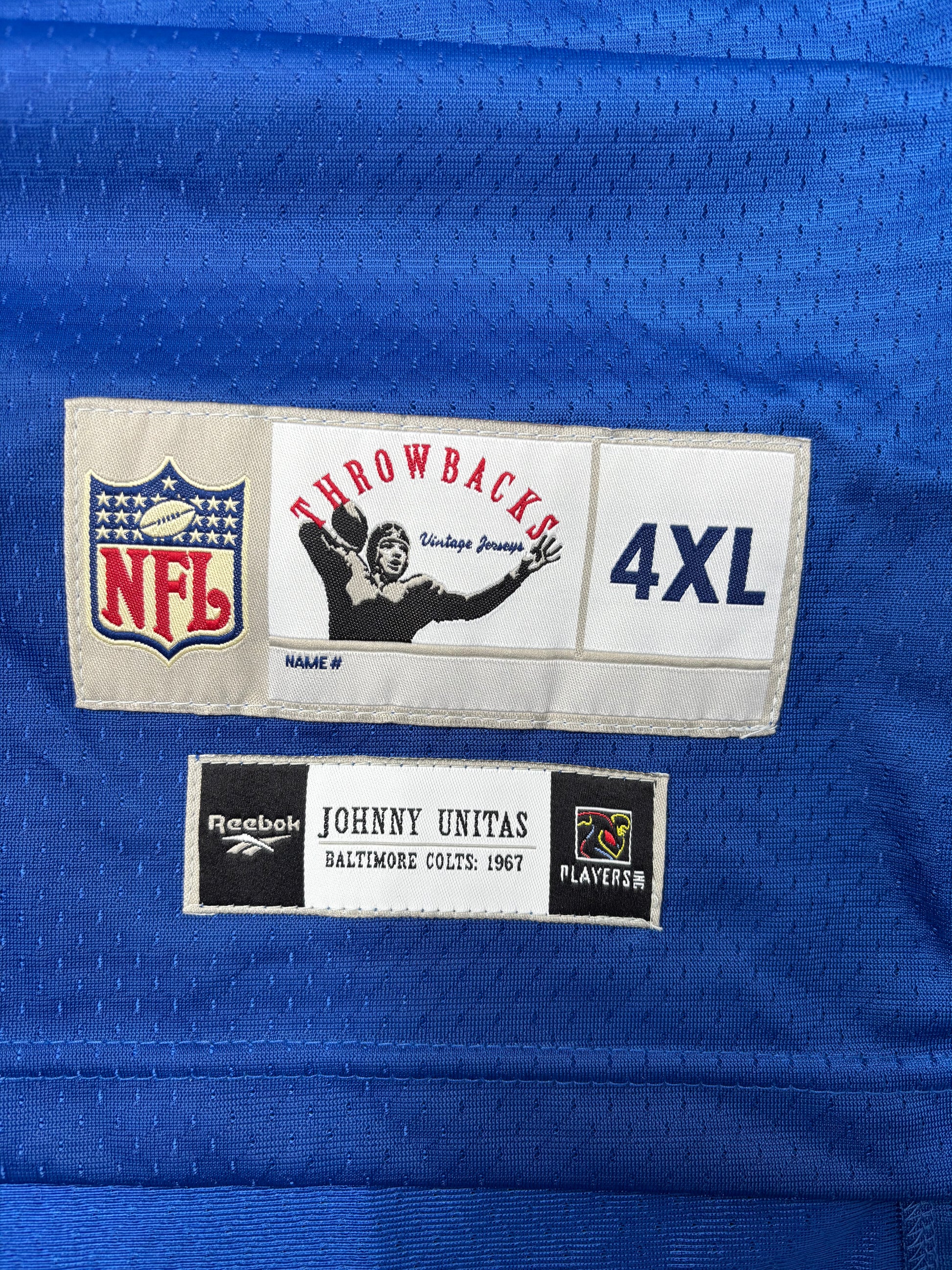 Baltimore Colts Johnny Unitas Reebok Throwbacks Football Jersey Size: 4XL
