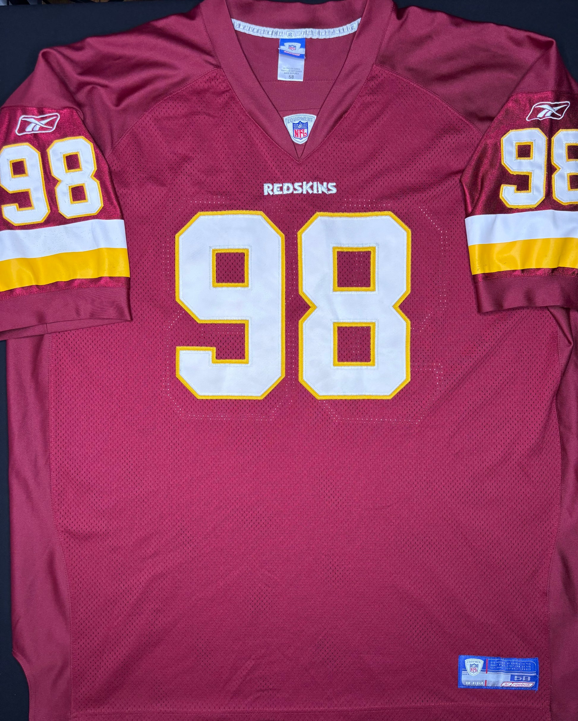 Washington Redskins Jesse Armstead Authentic Reebok Football Jersey Size: 58