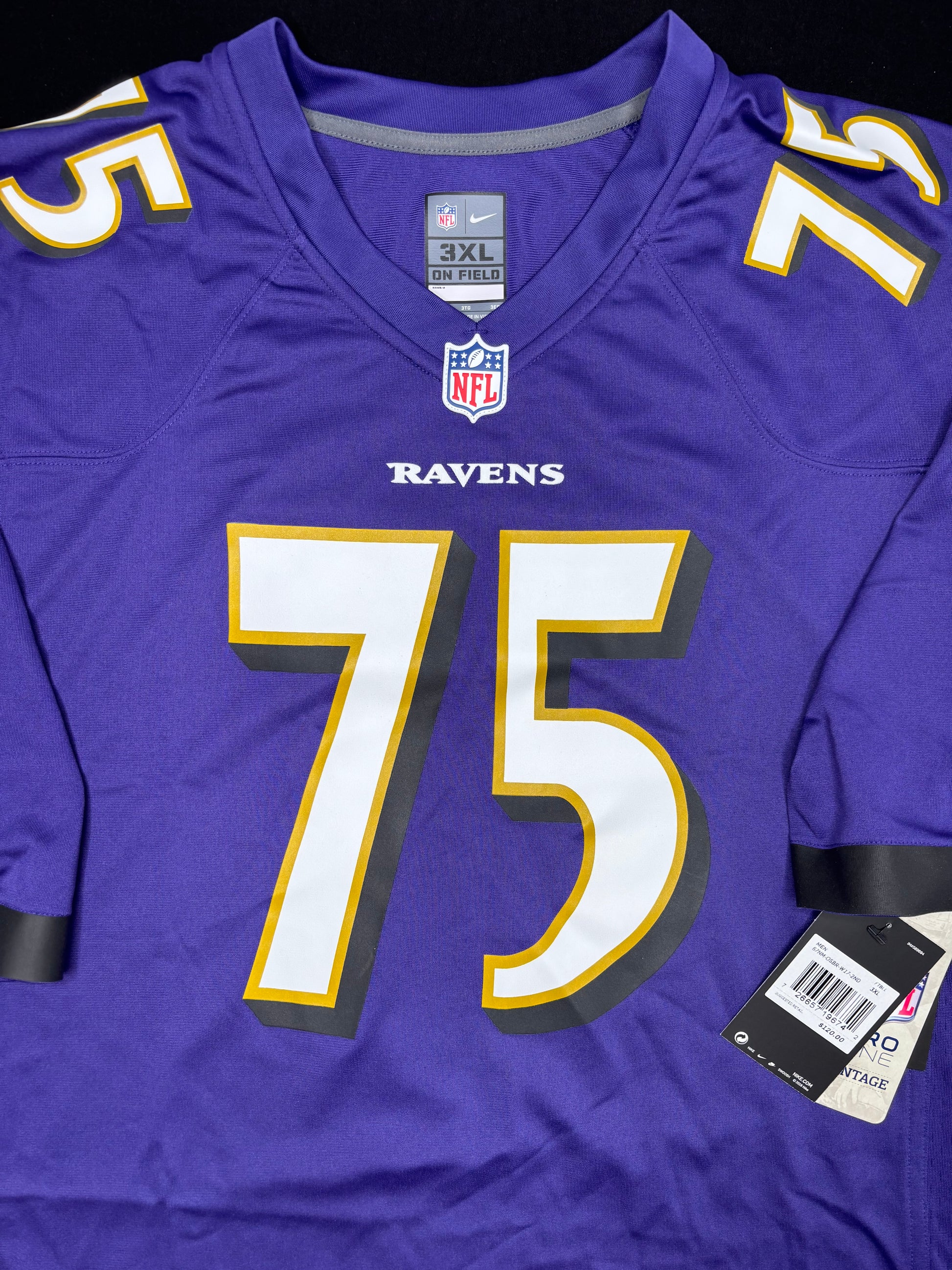 NWT Baltimore Ravens Jonathan Ogden Nike Legends Game Football Jersey Size: 3XL