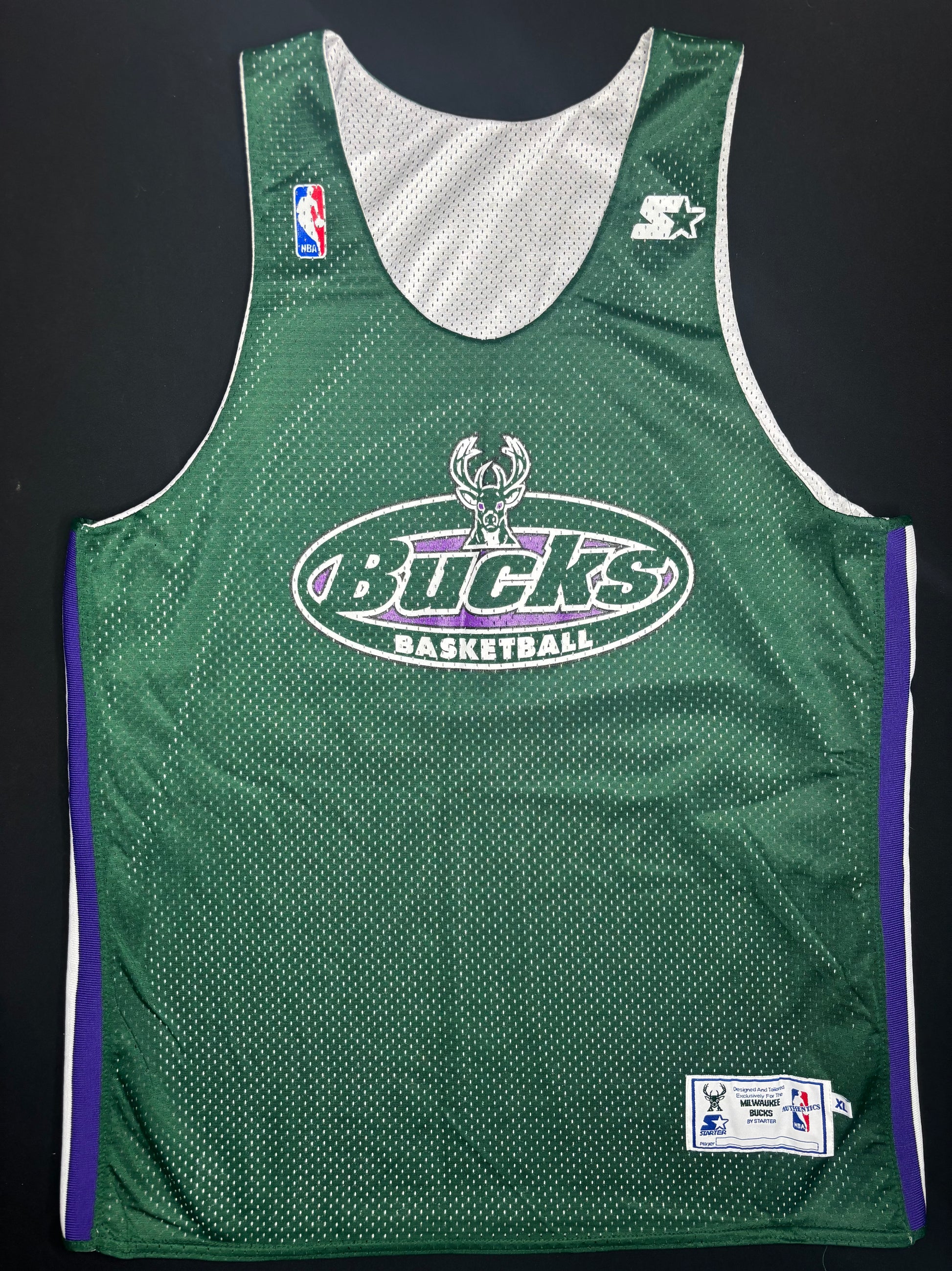 Vintage Milwaukee Bucks Reversible Team Issued Starter NBA Practice Jersey Size: XL