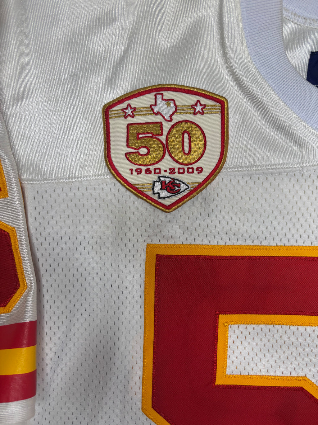 Kansas City Chiefs Derrick Johnson Autographed Reebok Pro Line Authentic W/ 50 Year Anniversary Patch Football Jersey Size: 48