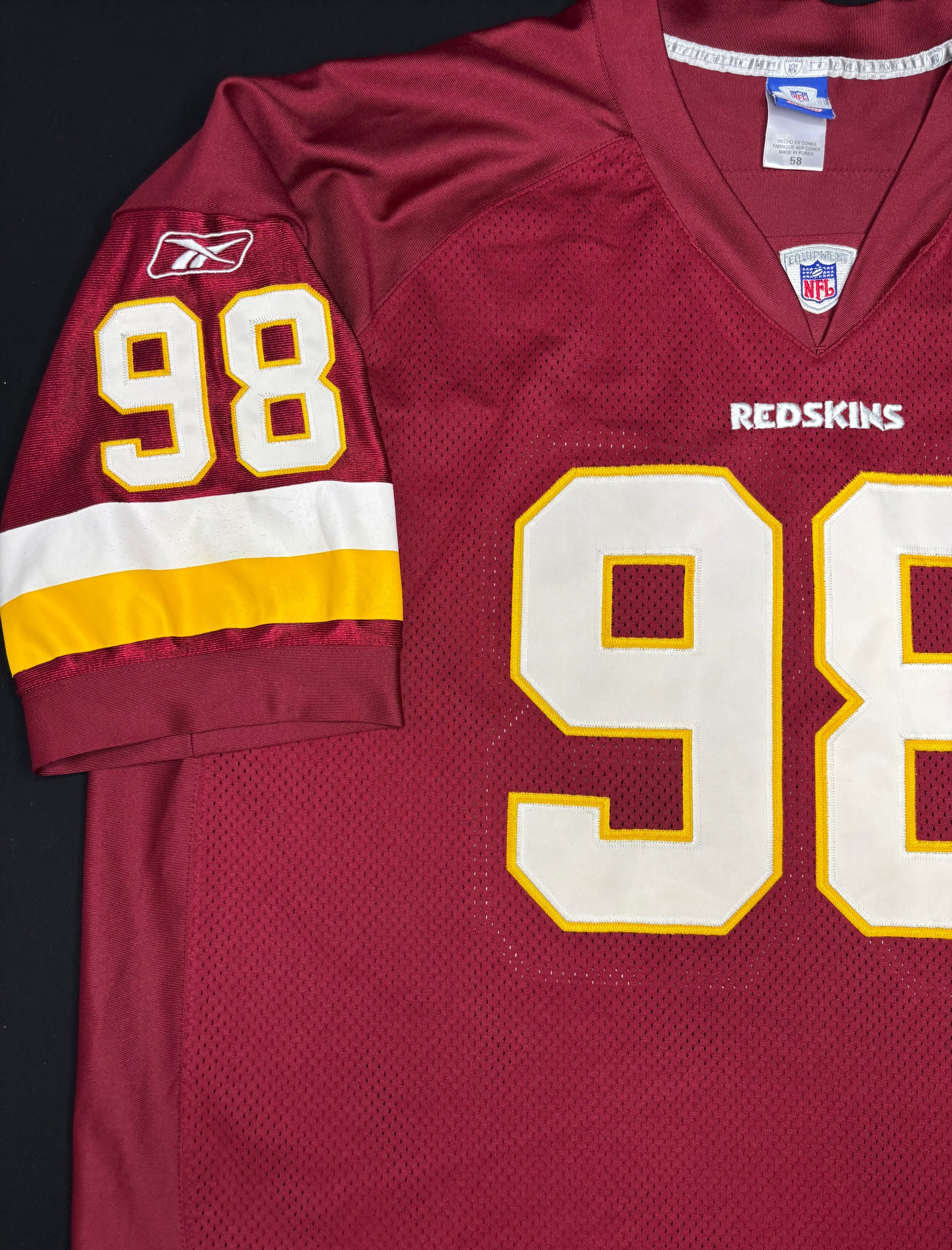 Washington Redskins Jesse Armstead Authentic Reebok Football Jersey Size: 58